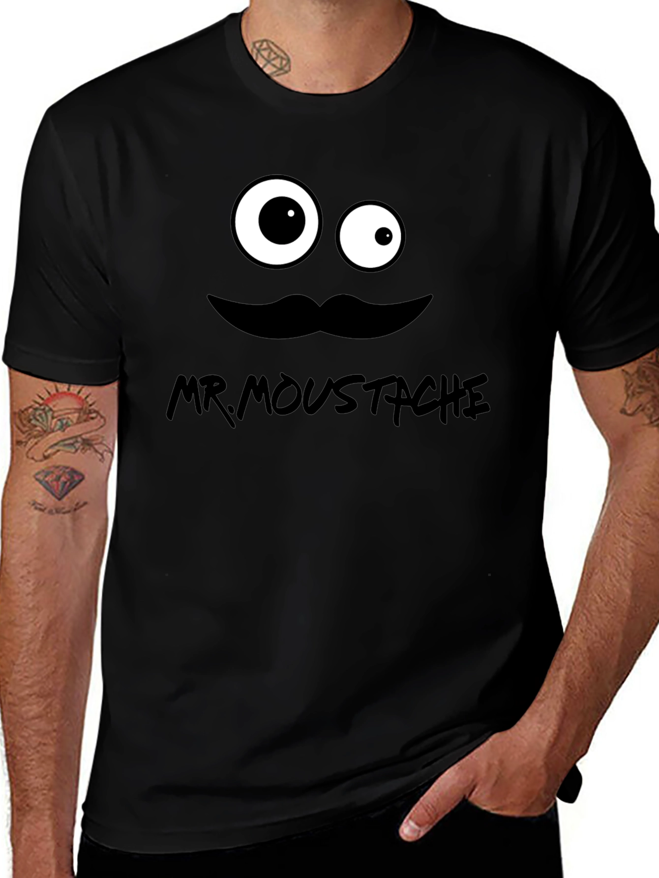 Mr. Moustache Graphic T-Shirt - Funny Cartoon Design