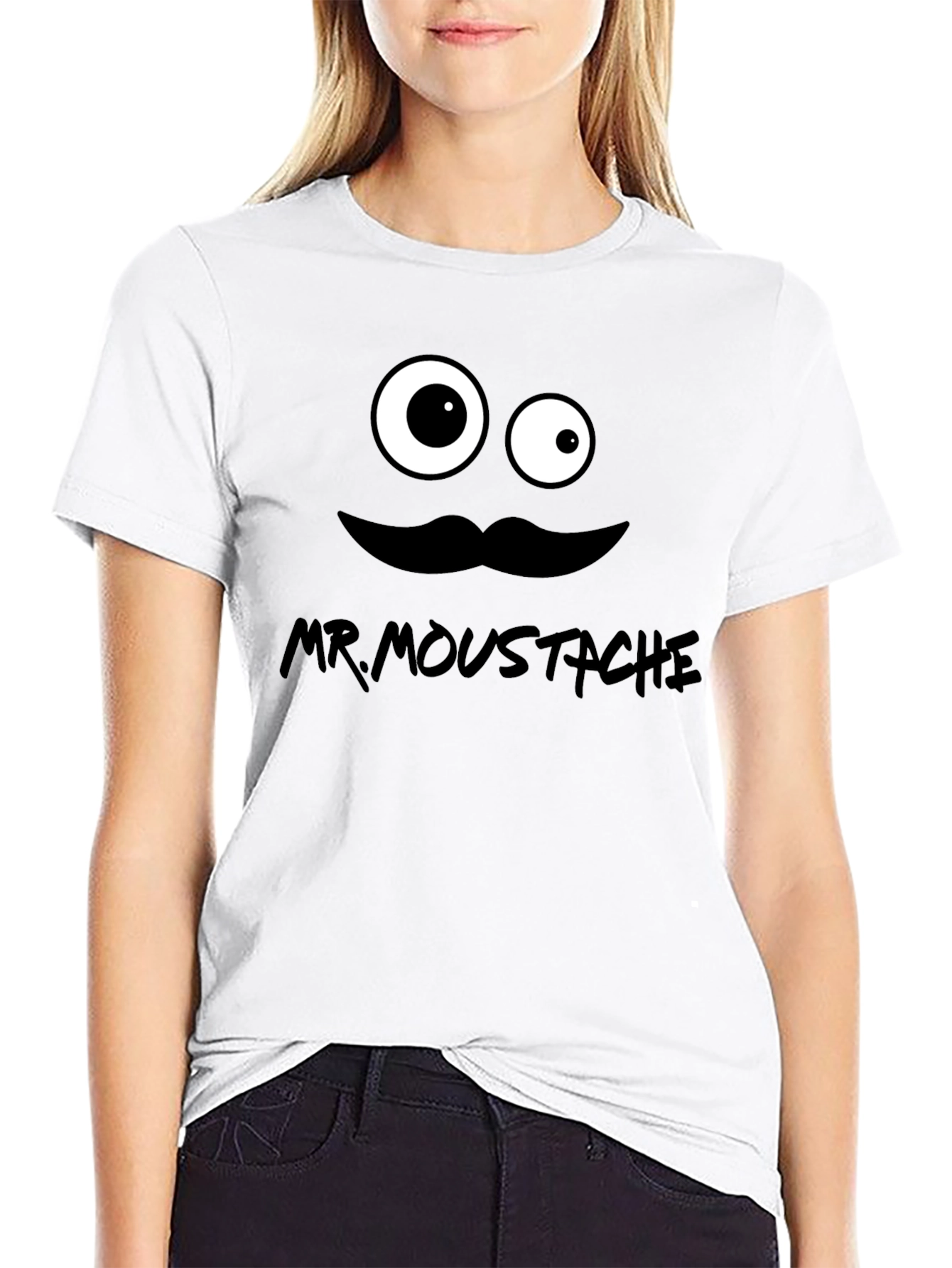 Mr. Moustache Graphic T-Shirt - Funny Cartoon Design