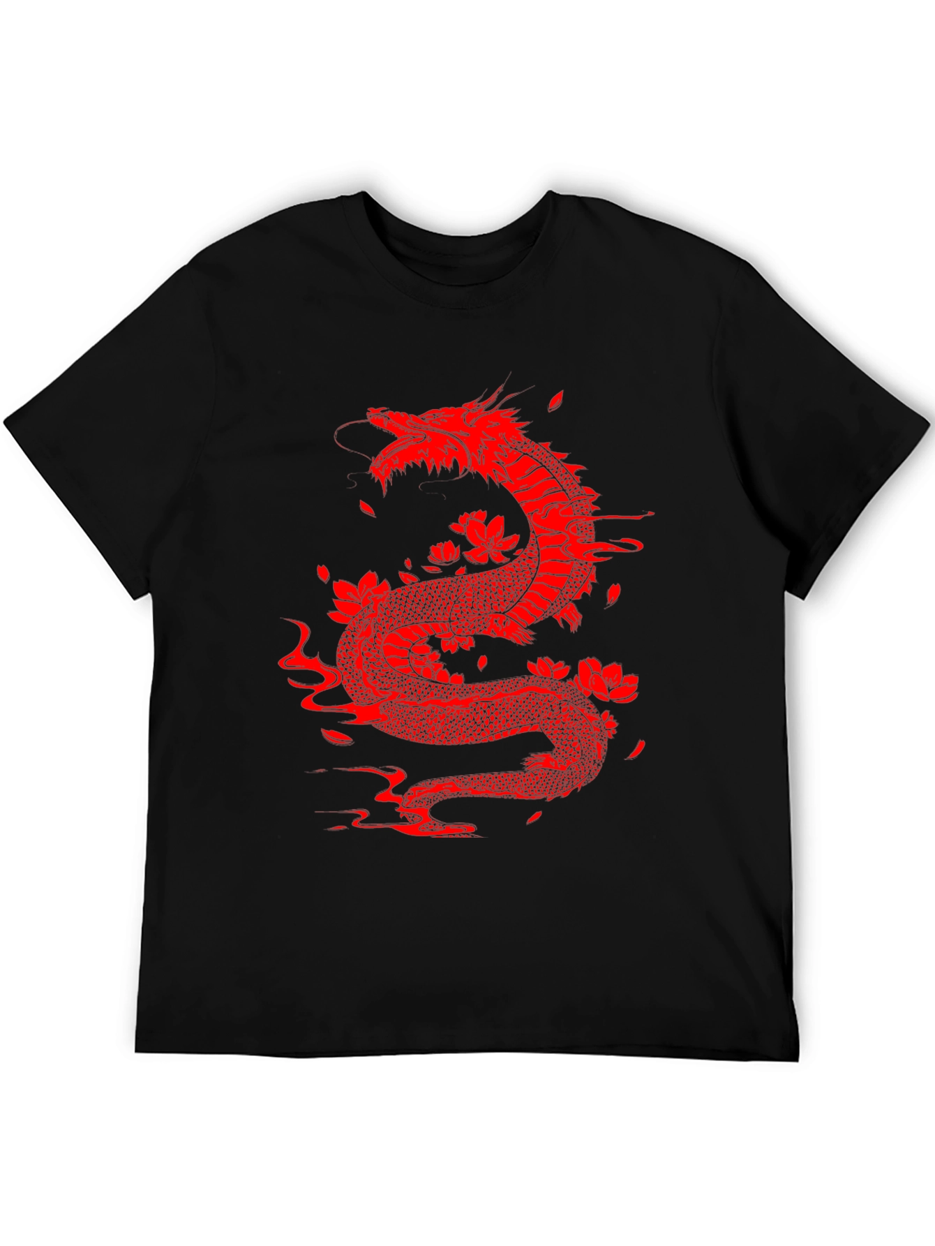 Red Dragon Graphic Tee - Black Cotton Blend Shirt