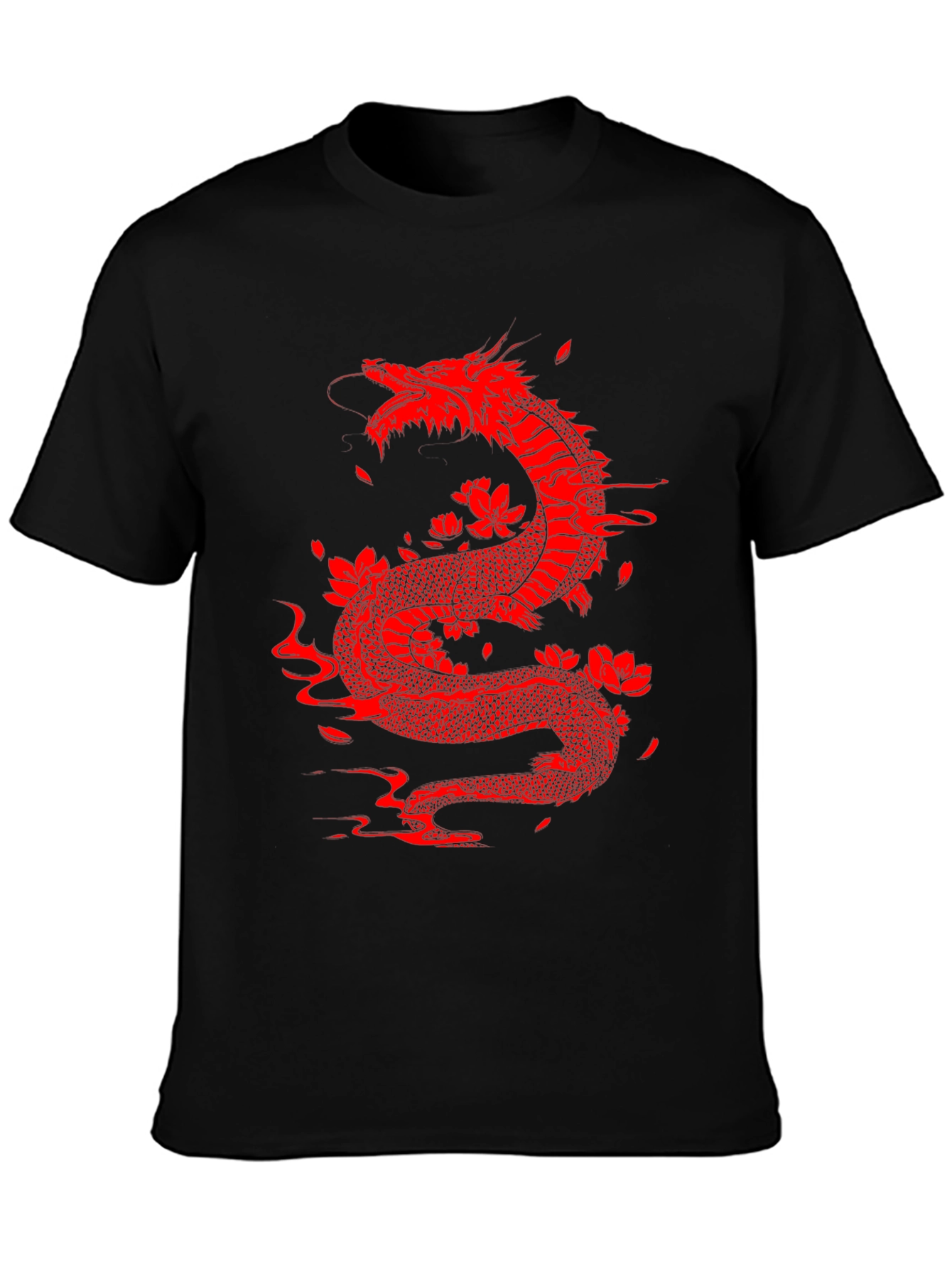 Red Dragon Graphic Tee - Black Cotton Blend Shirt