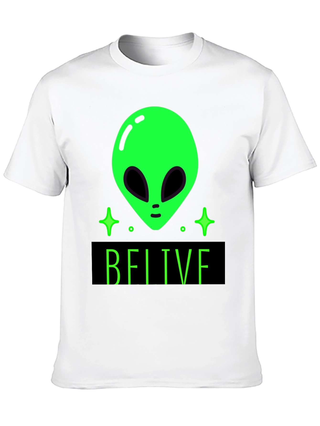 Believe Alien Graphic Tee - Black Cotton T-Shirt