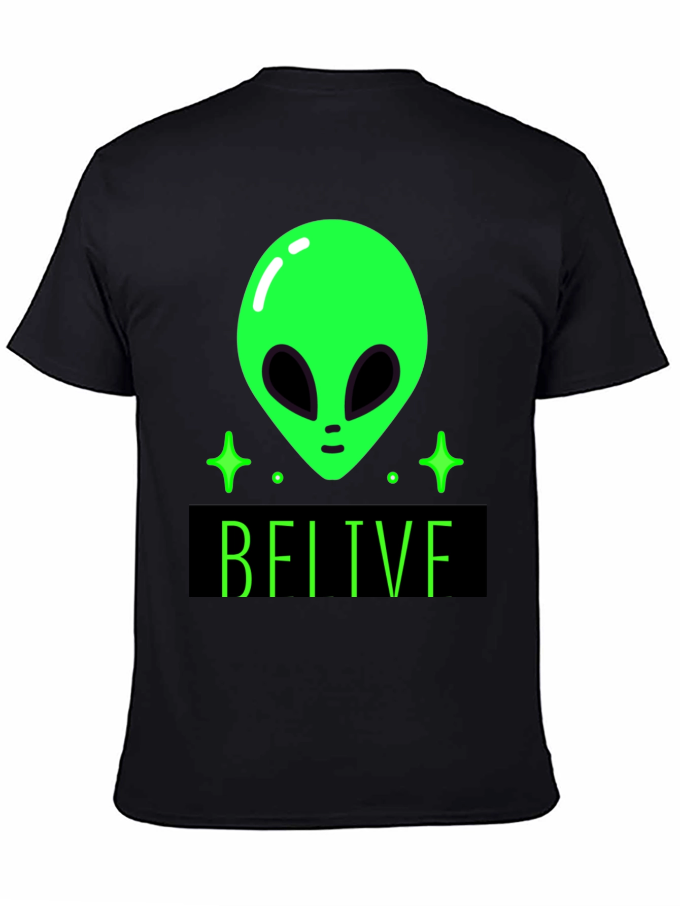 Believe Alien Graphic Tee - Black Cotton T-Shirt