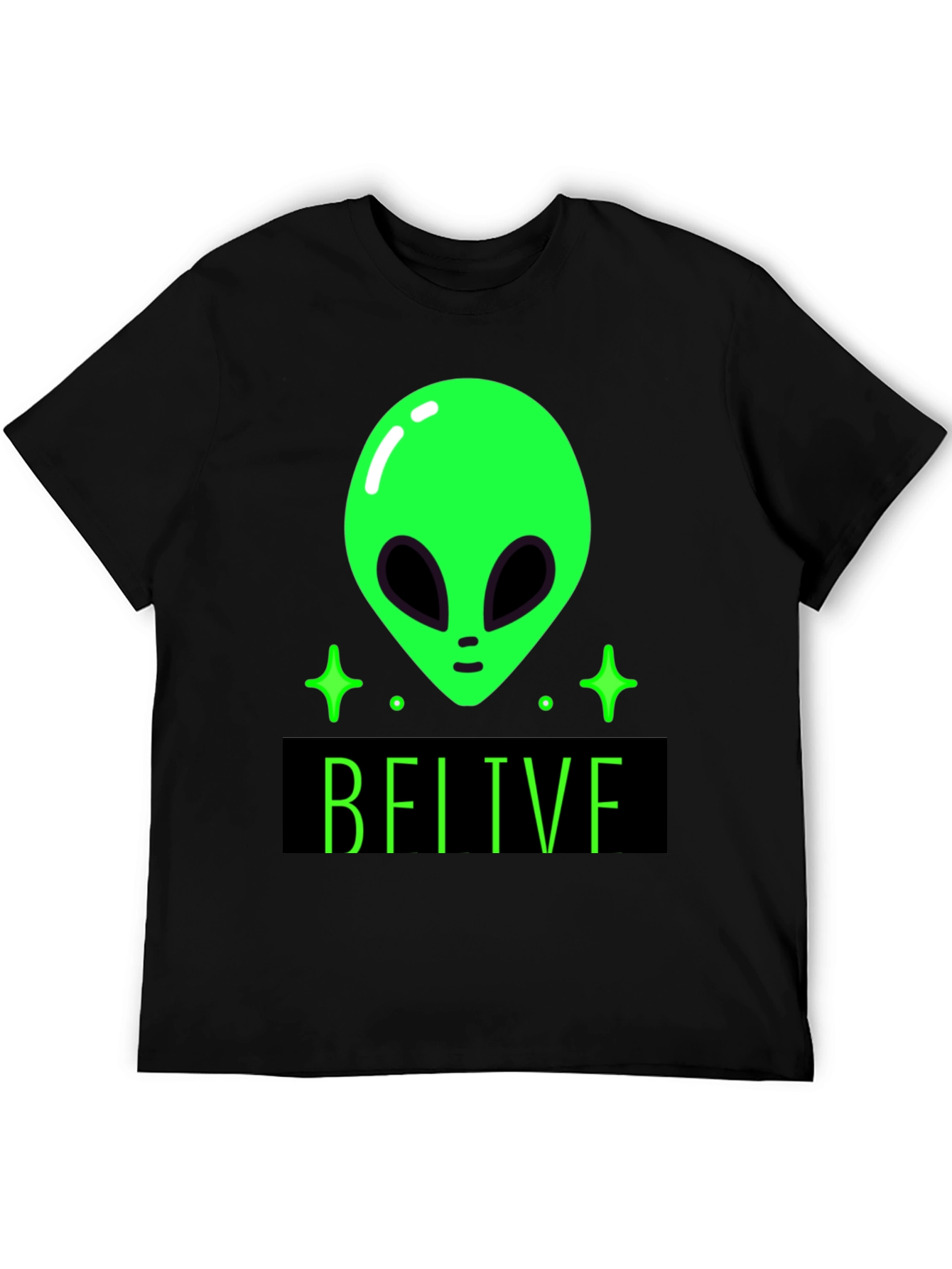 Believe Alien Graphic Tee - Black Cotton T-Shirt