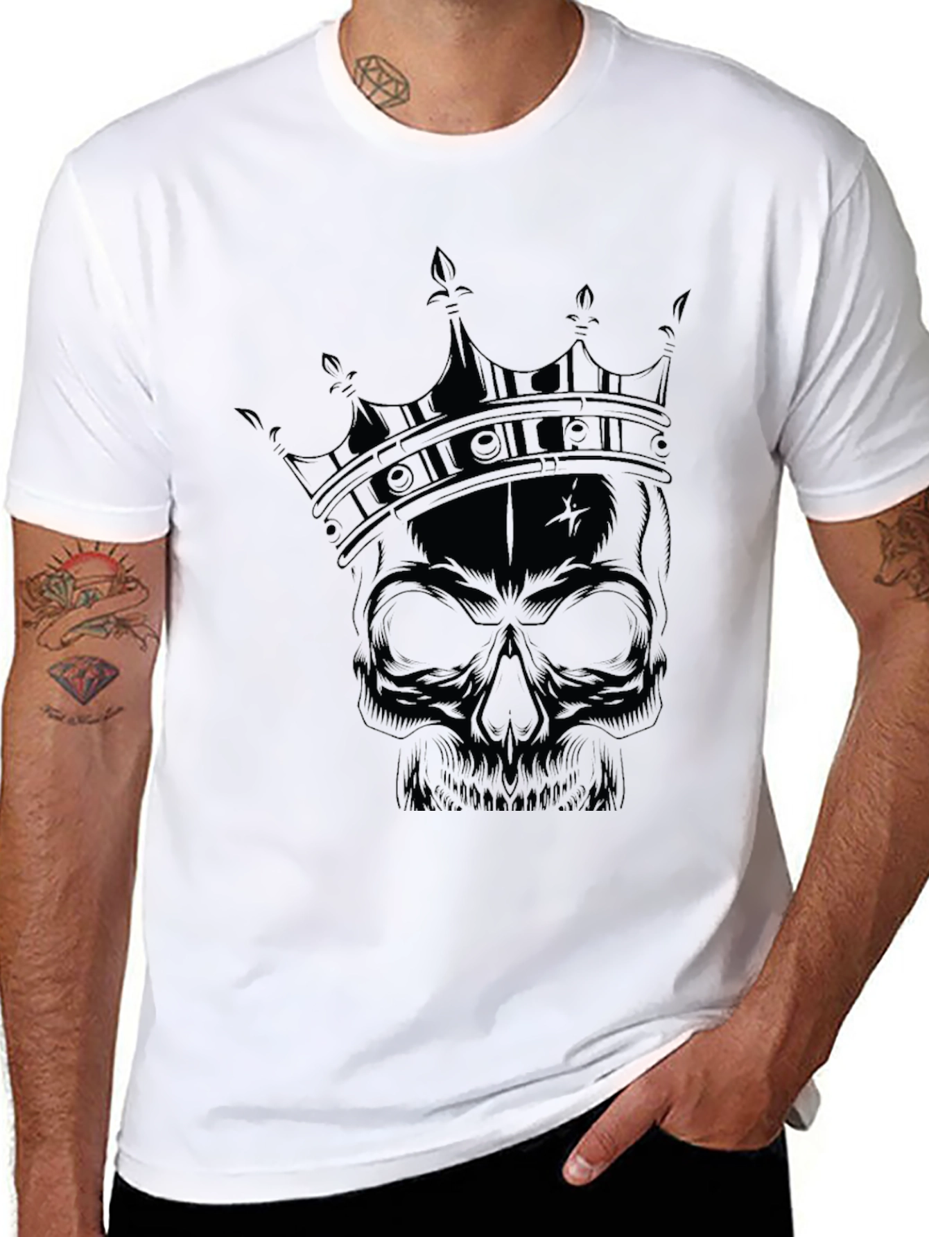 Skull Crown Graphic Tee - Mens Black T-Shirt