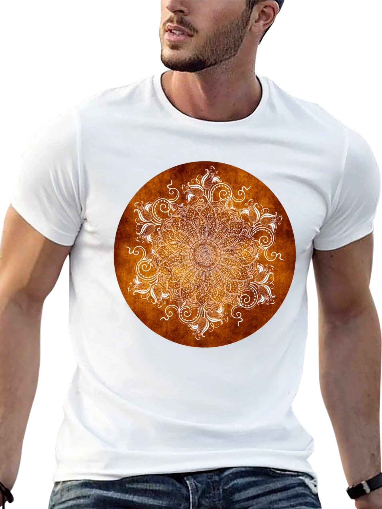 Floral Mandala Graphic Print Crew Neck T-Shirt