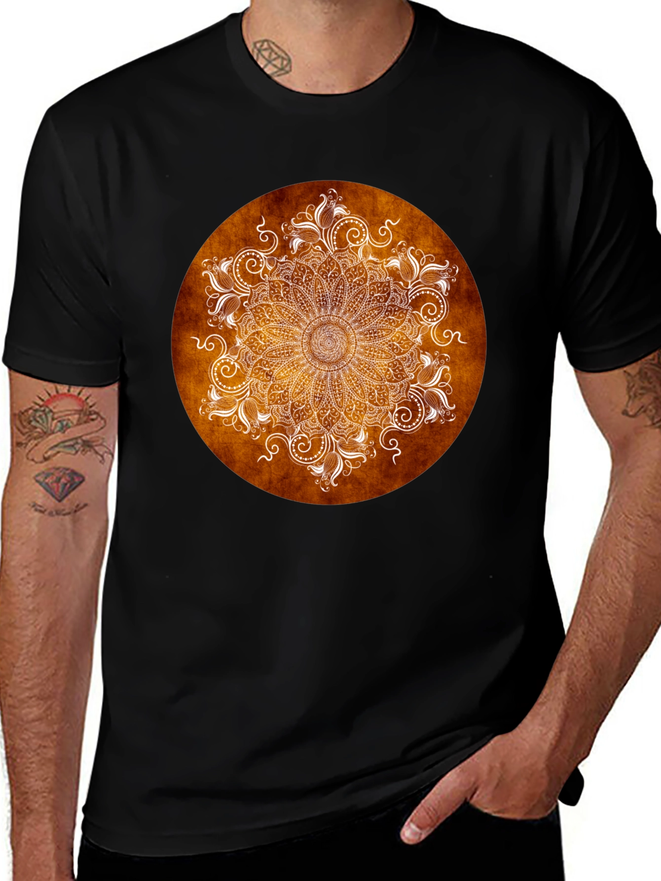 Floral Mandala Graphic Print Crew Neck T-Shirt