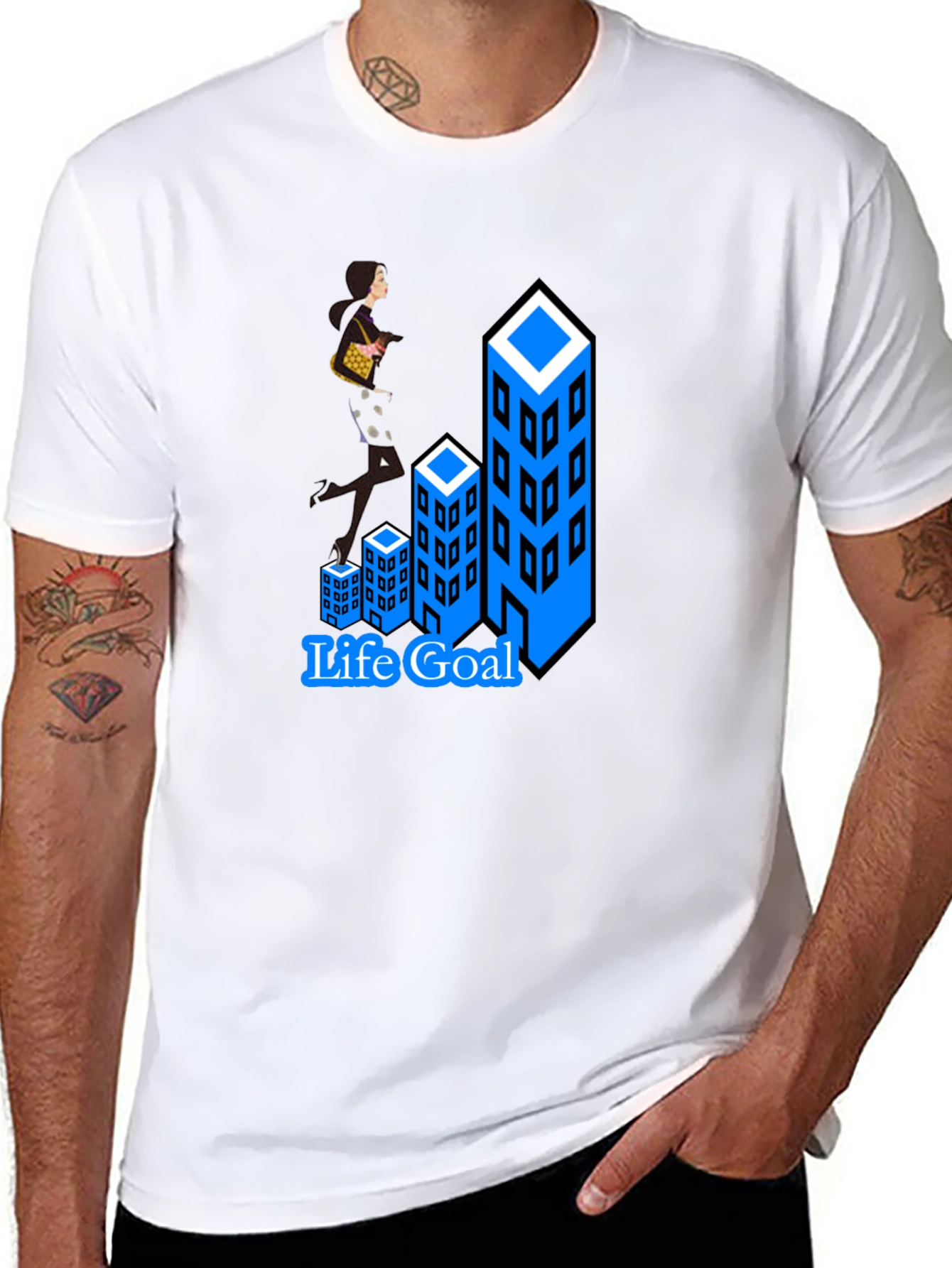 Life Goal T-Shirt: Career Woman Climbing Buildings