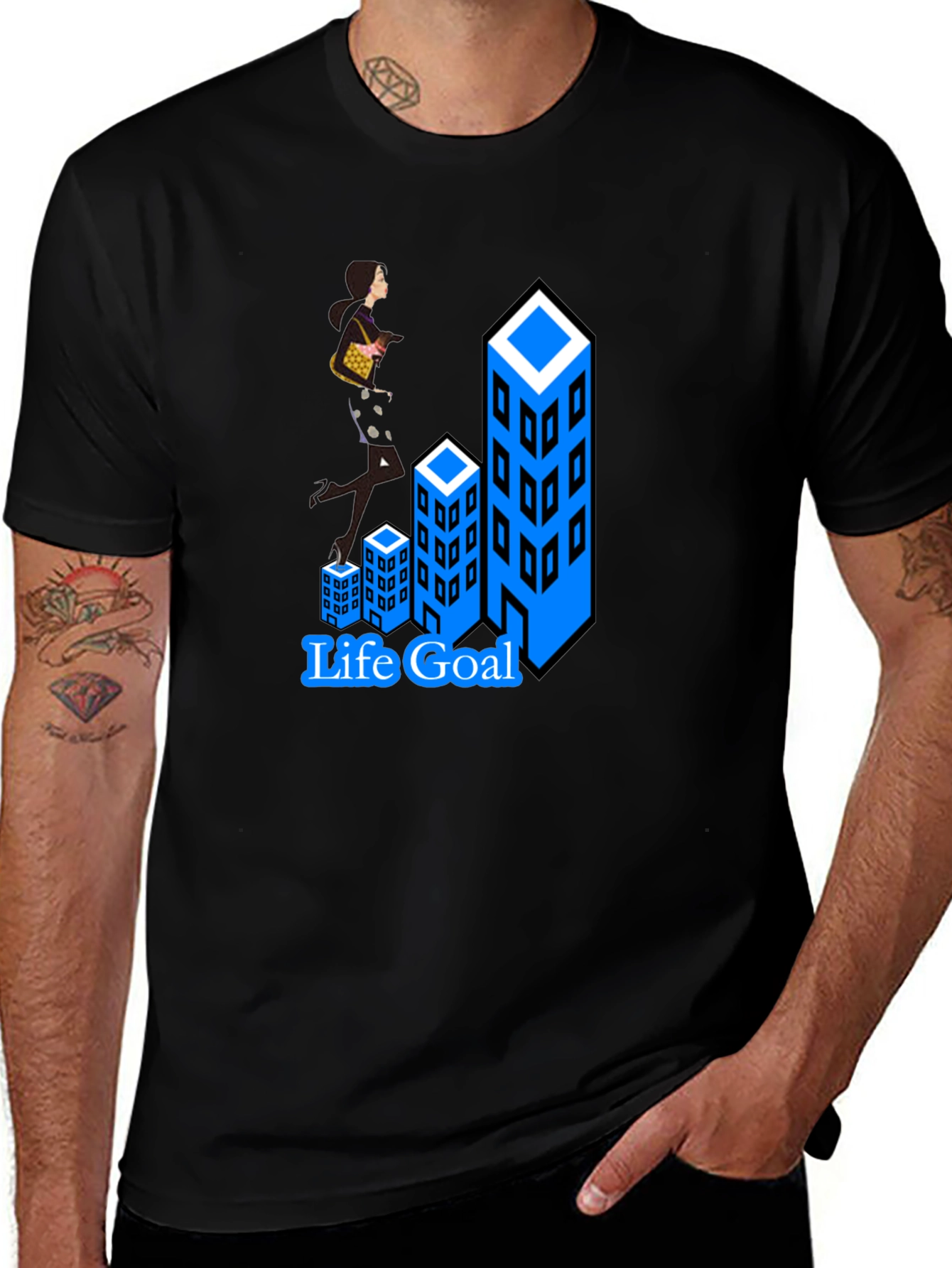 Life Goal T-Shirt: Career Woman Climbing Buildings