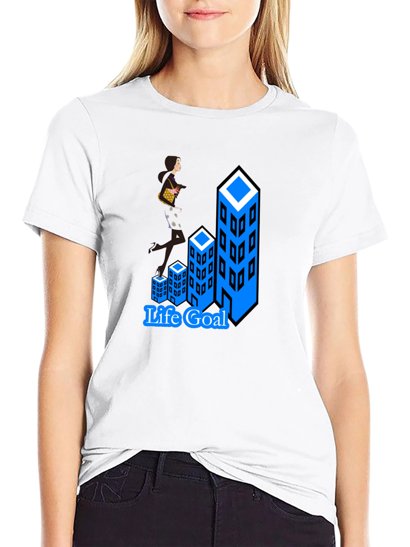 Life Goal T-Shirt: Career Woman Climbing Buildings