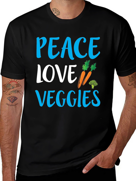 Peace Love Veggies Black Graphic Tee
