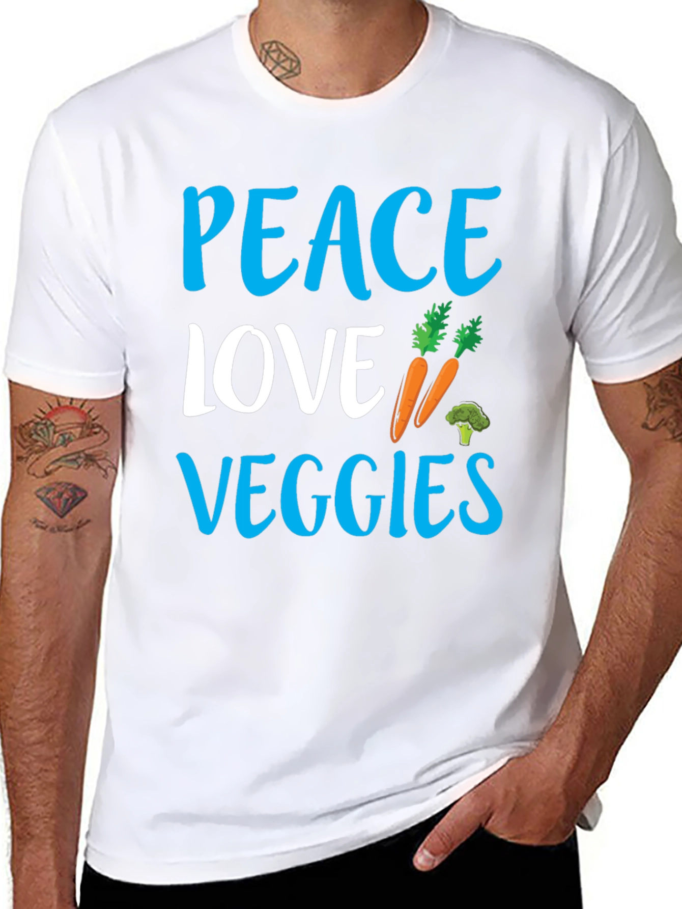 Peace Love Veggies Black Graphic Tee