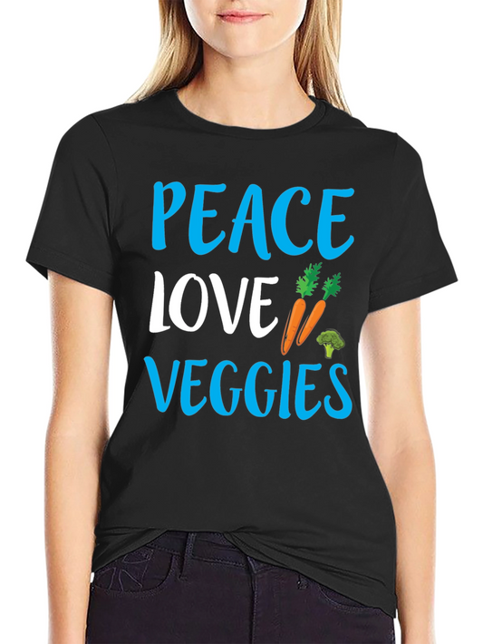 Peace Love Veggies Black Graphic Tee