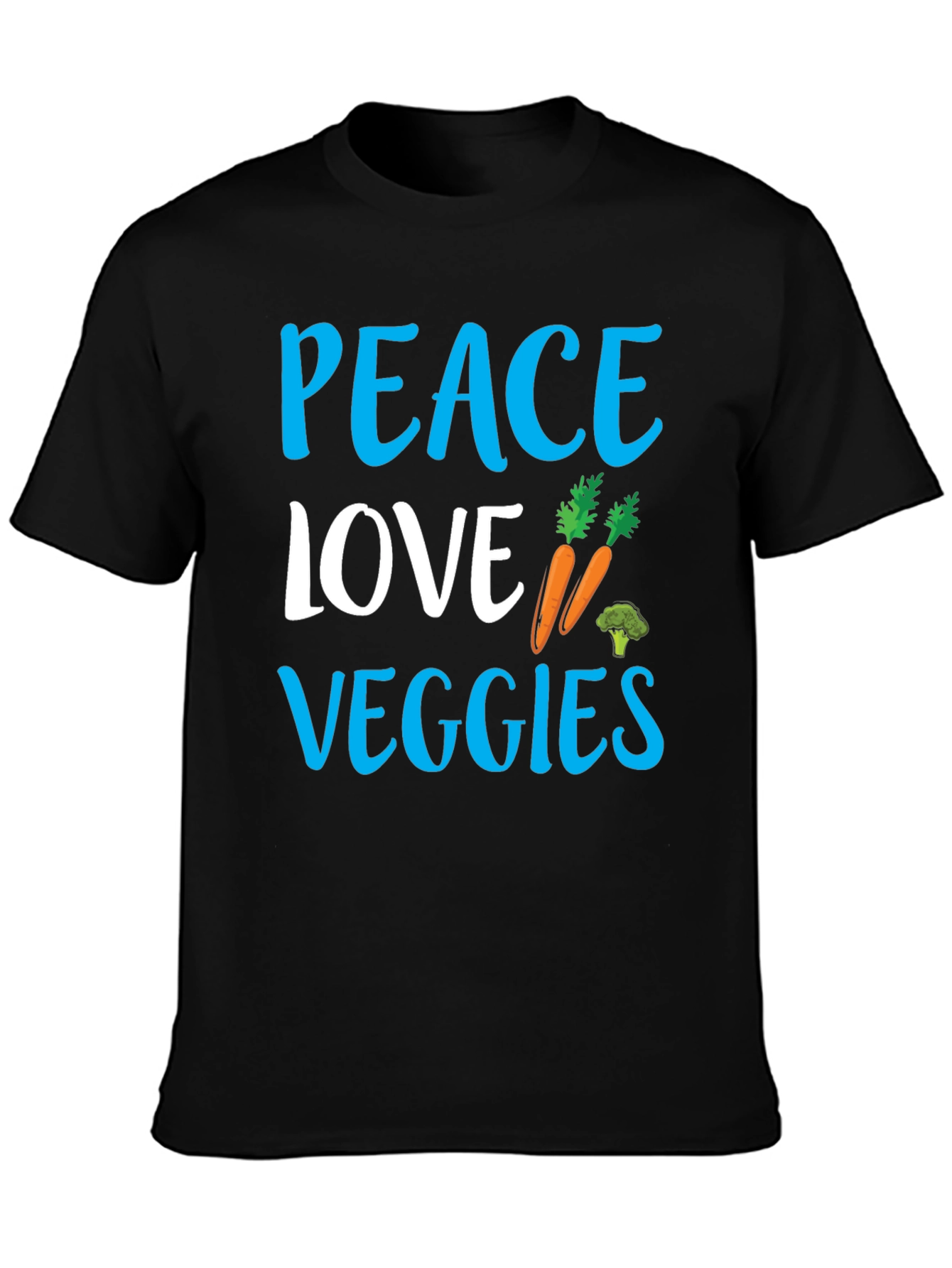 Peace Love Veggies Black Graphic Tee