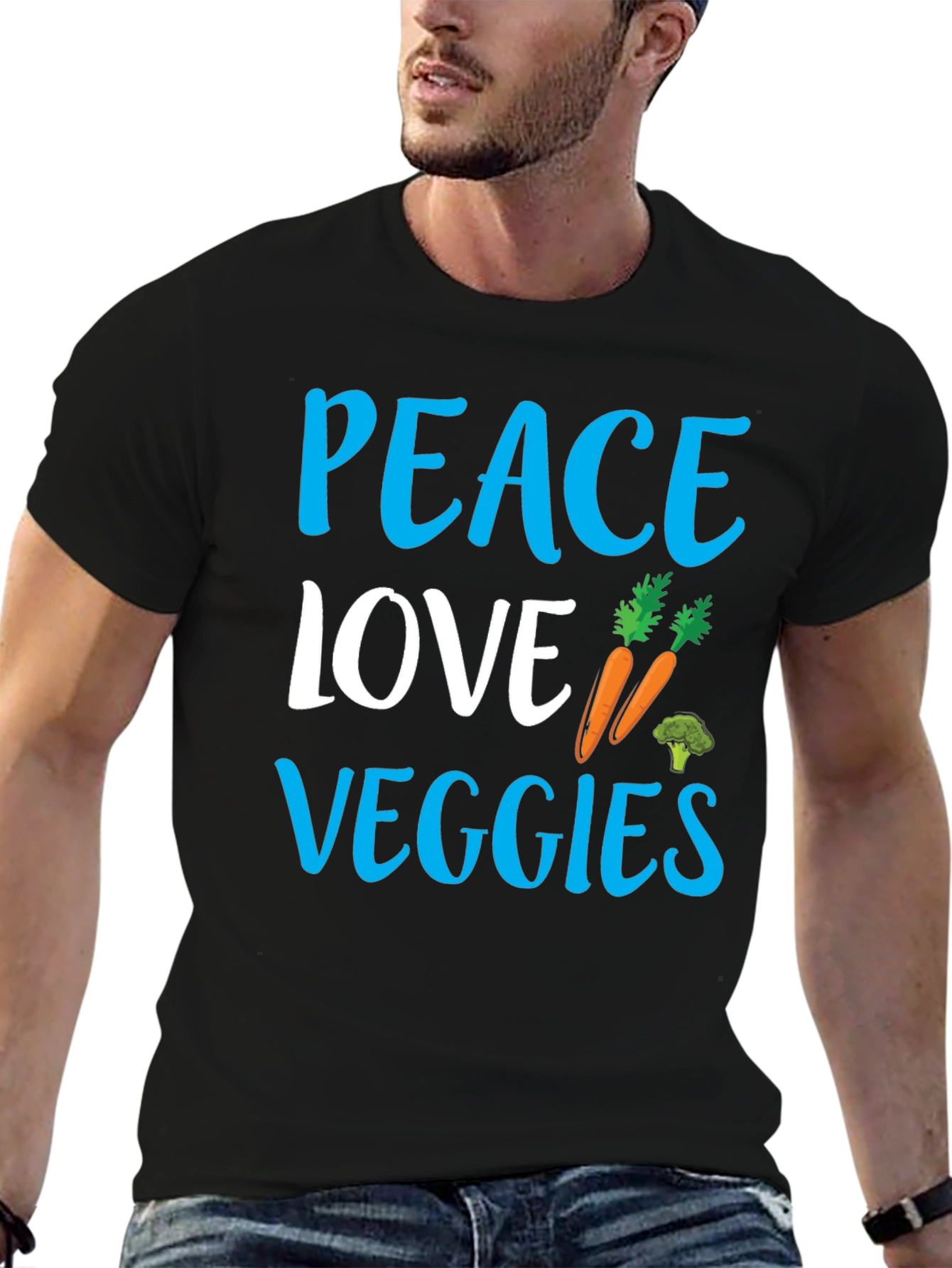 Peace Love Veggies Black Graphic Tee