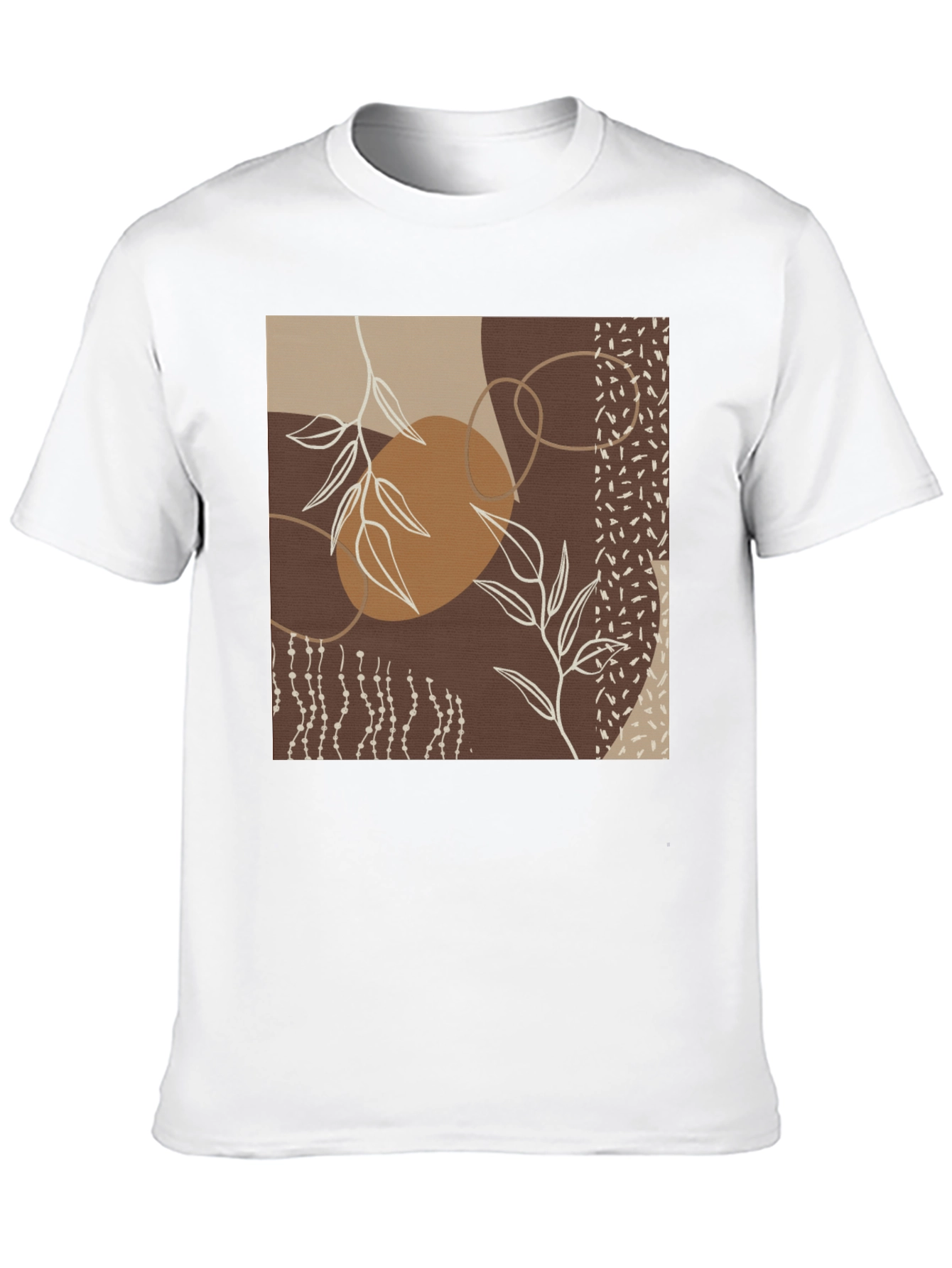 Abstract Leaf Print Black T-Shirt