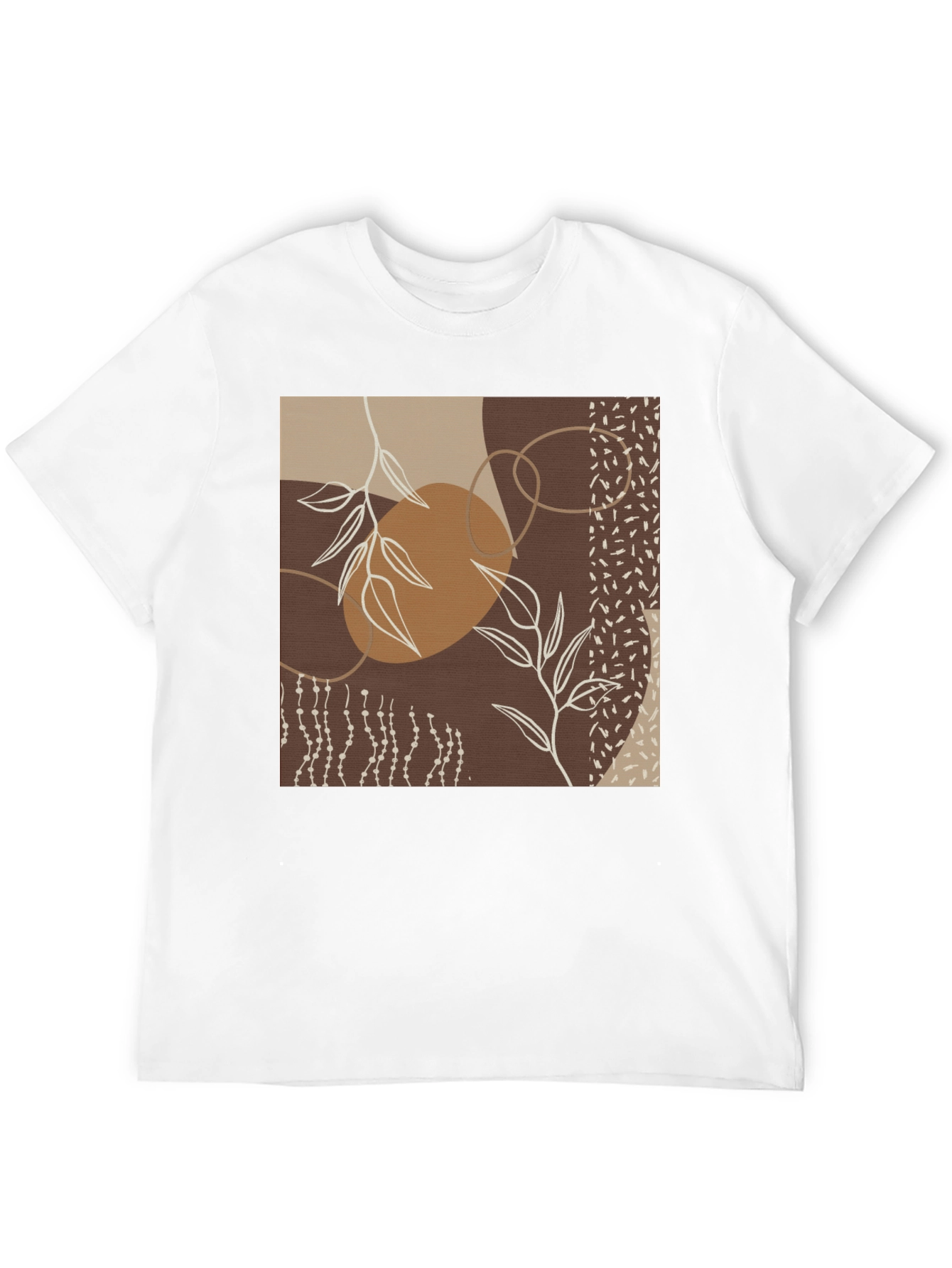 Abstract Leaf Print Black T-Shirt