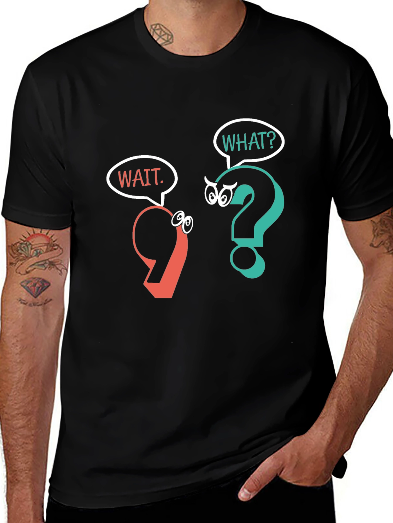 Funny Punctuation Graphic T-Shirt - Black