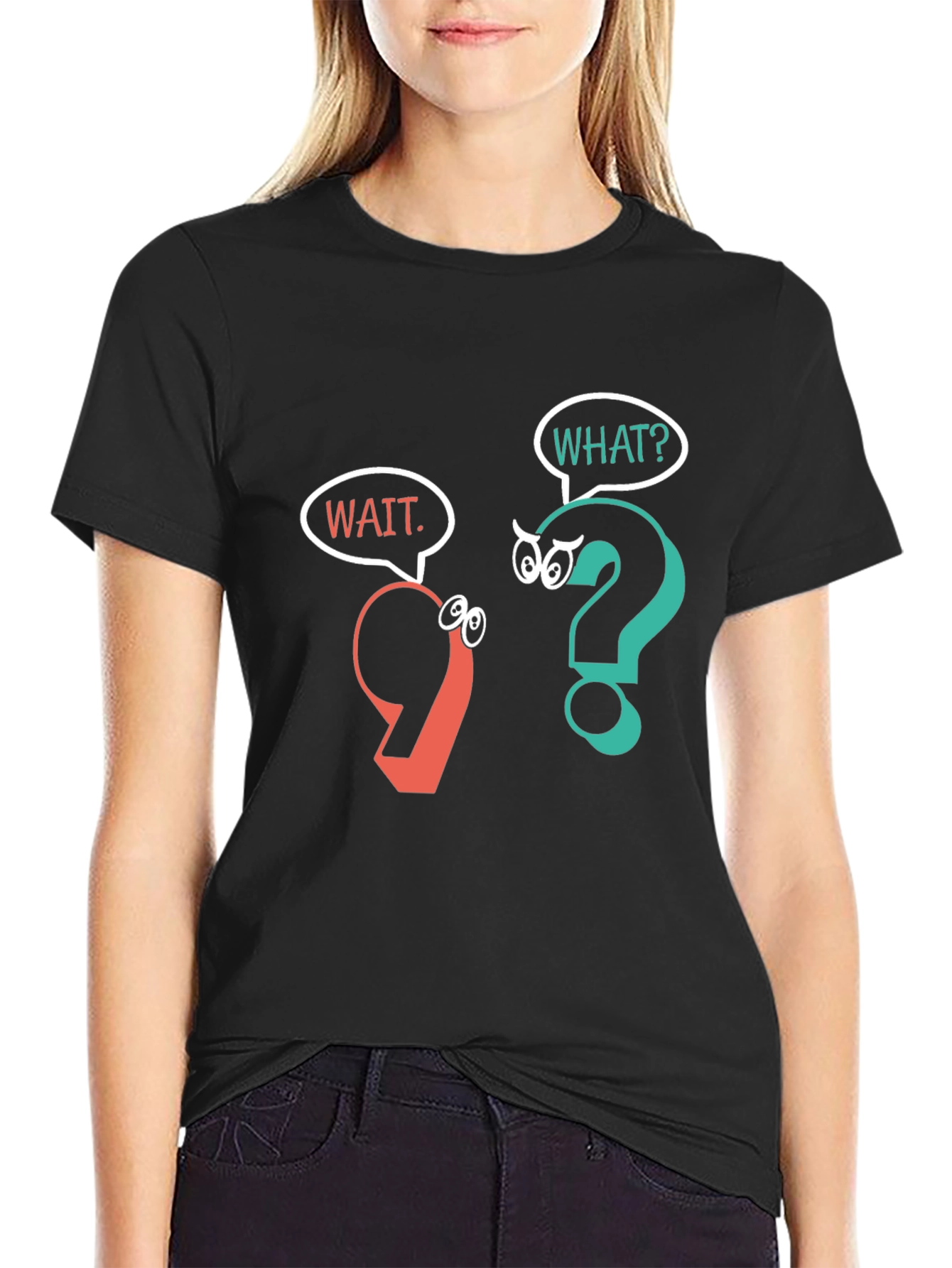 Funny Punctuation Graphic T-Shirt - Black