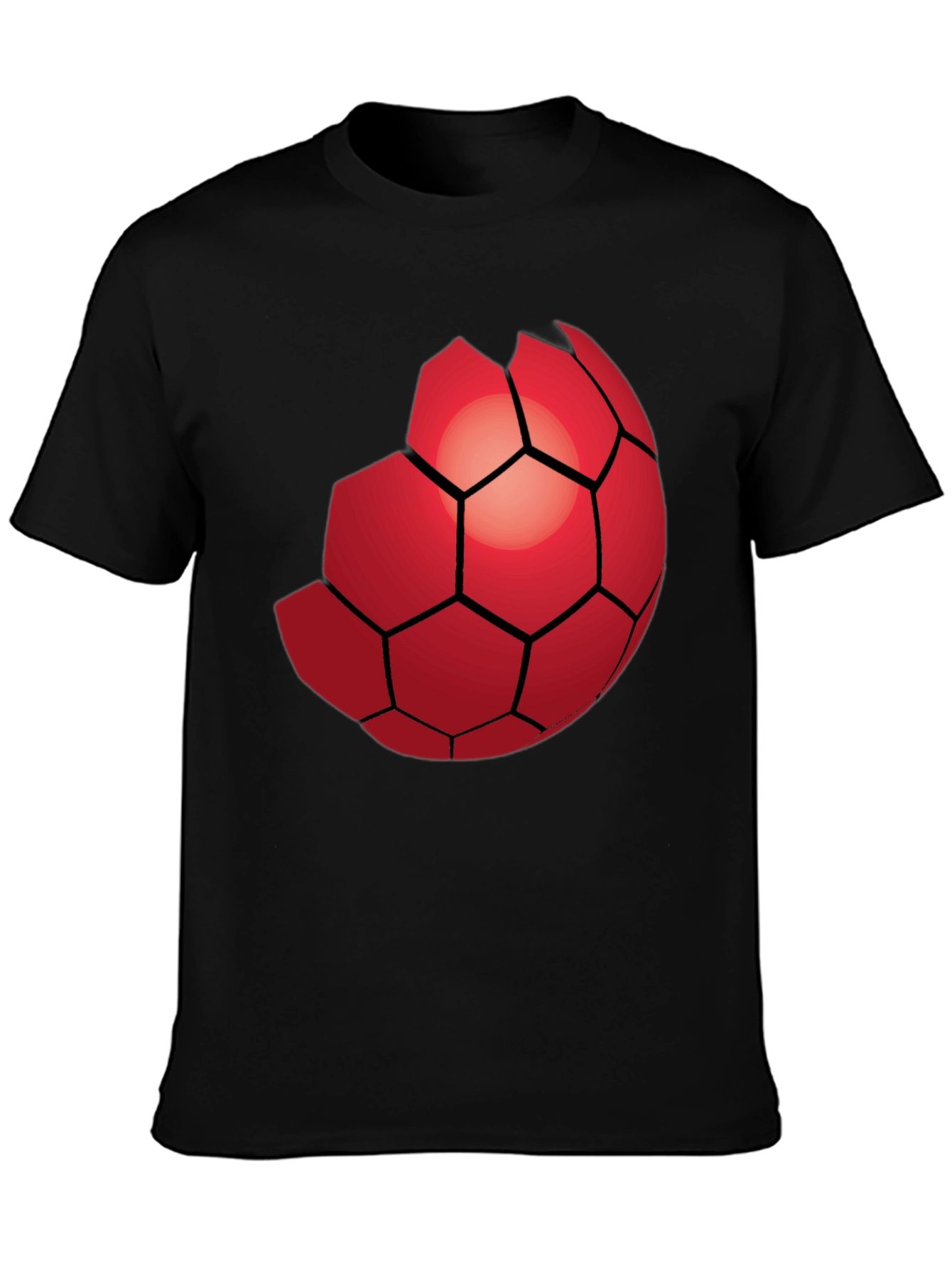 Red Hexagon Graphic Black T-Shirt
