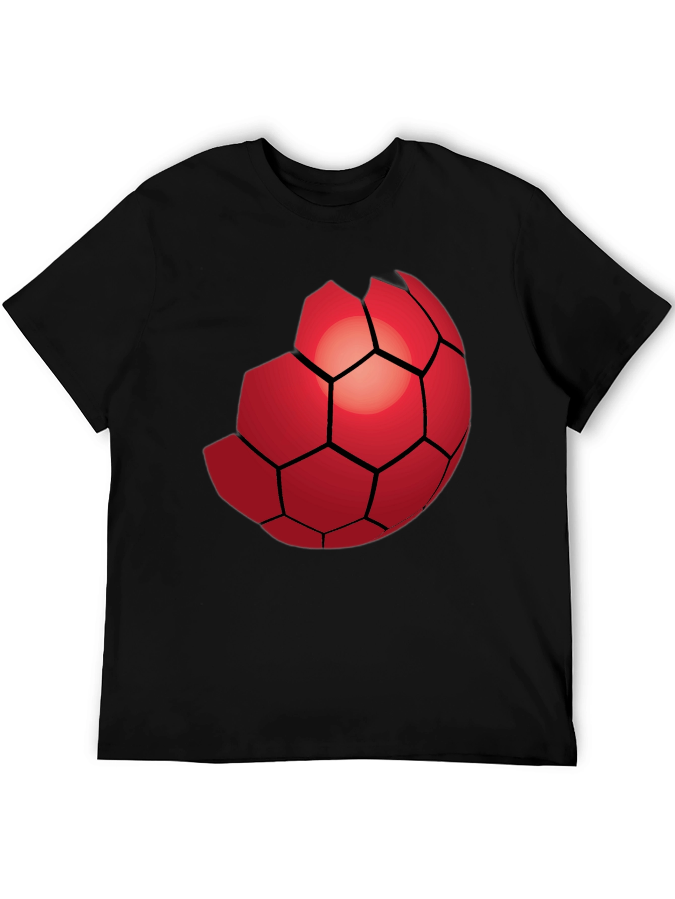 Red Hexagon Graphic Black T-Shirt