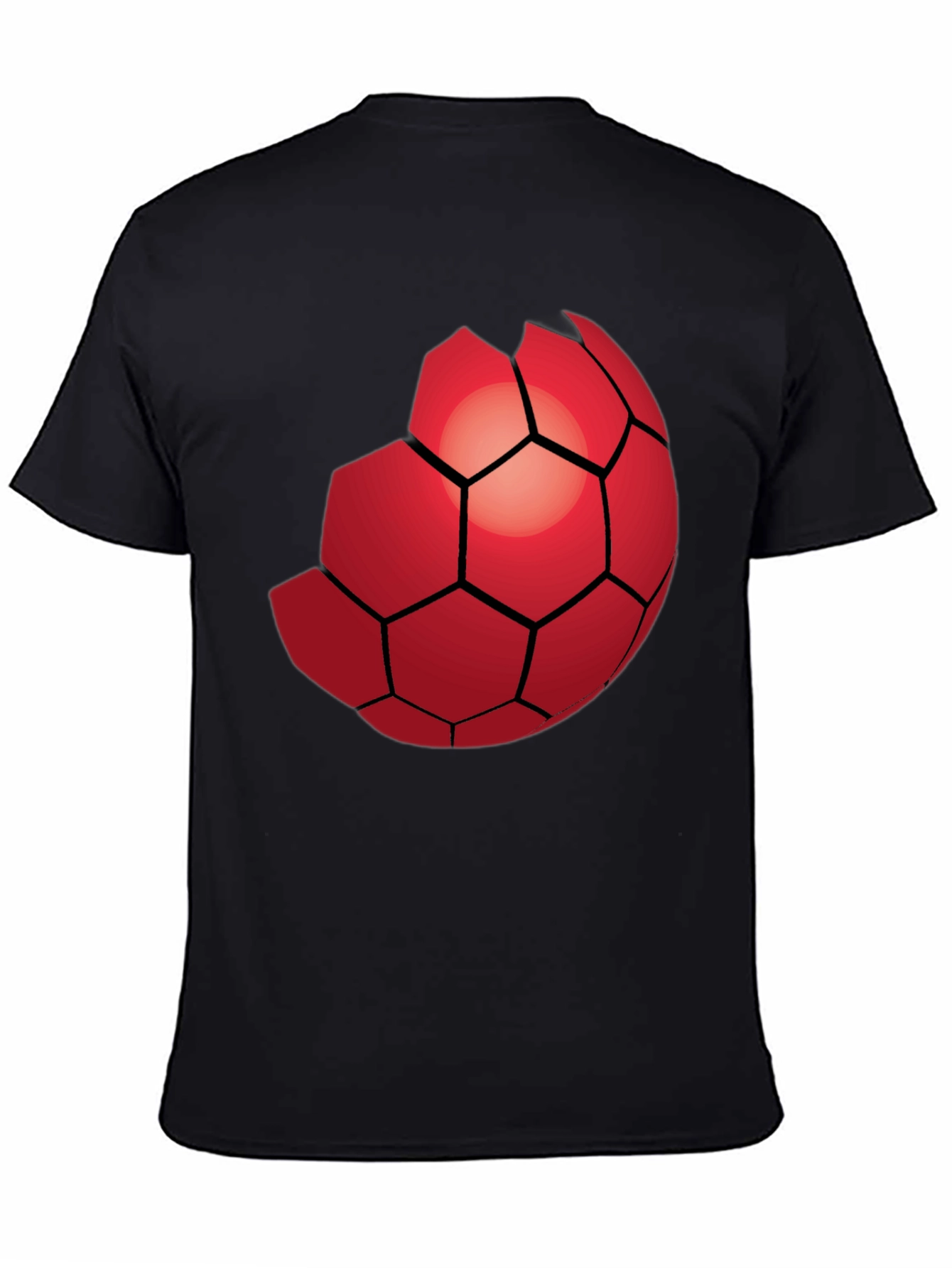 Red Hexagon Graphic Black T-Shirt