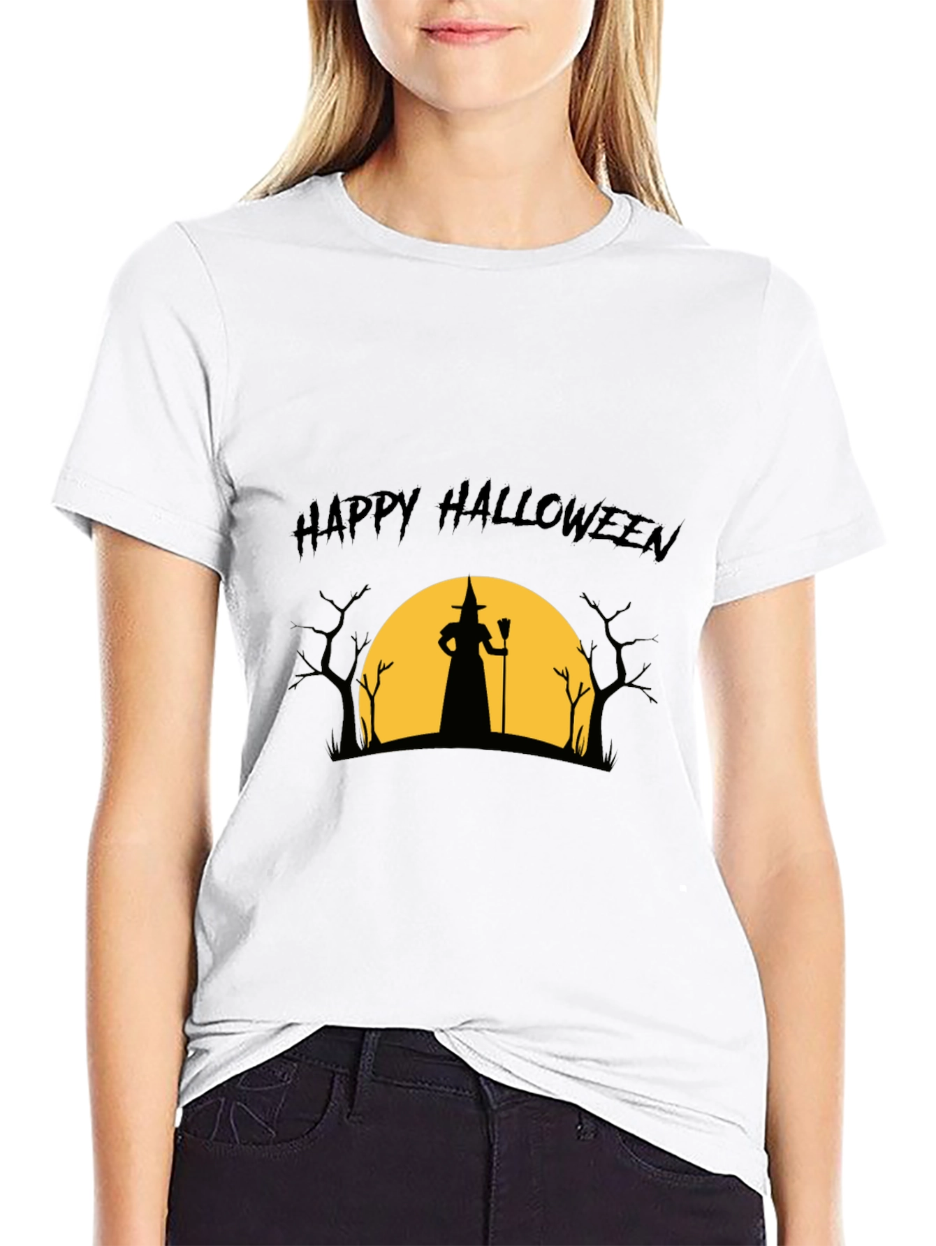 Happy Halloween Witch Silhouette T-Shirt