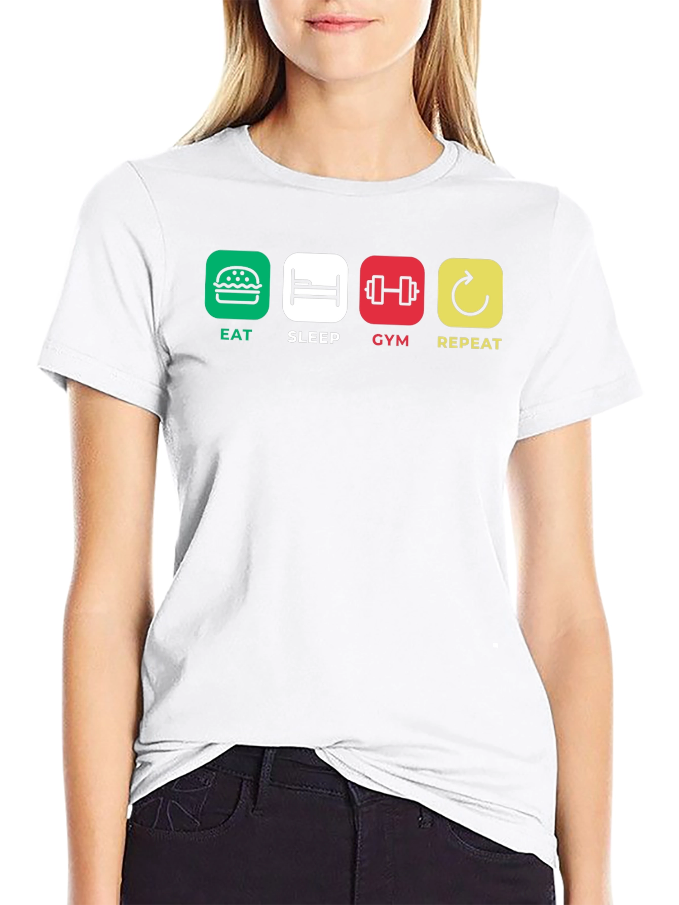 Eat Sleep Gym Repeat Graphic T-Shirt