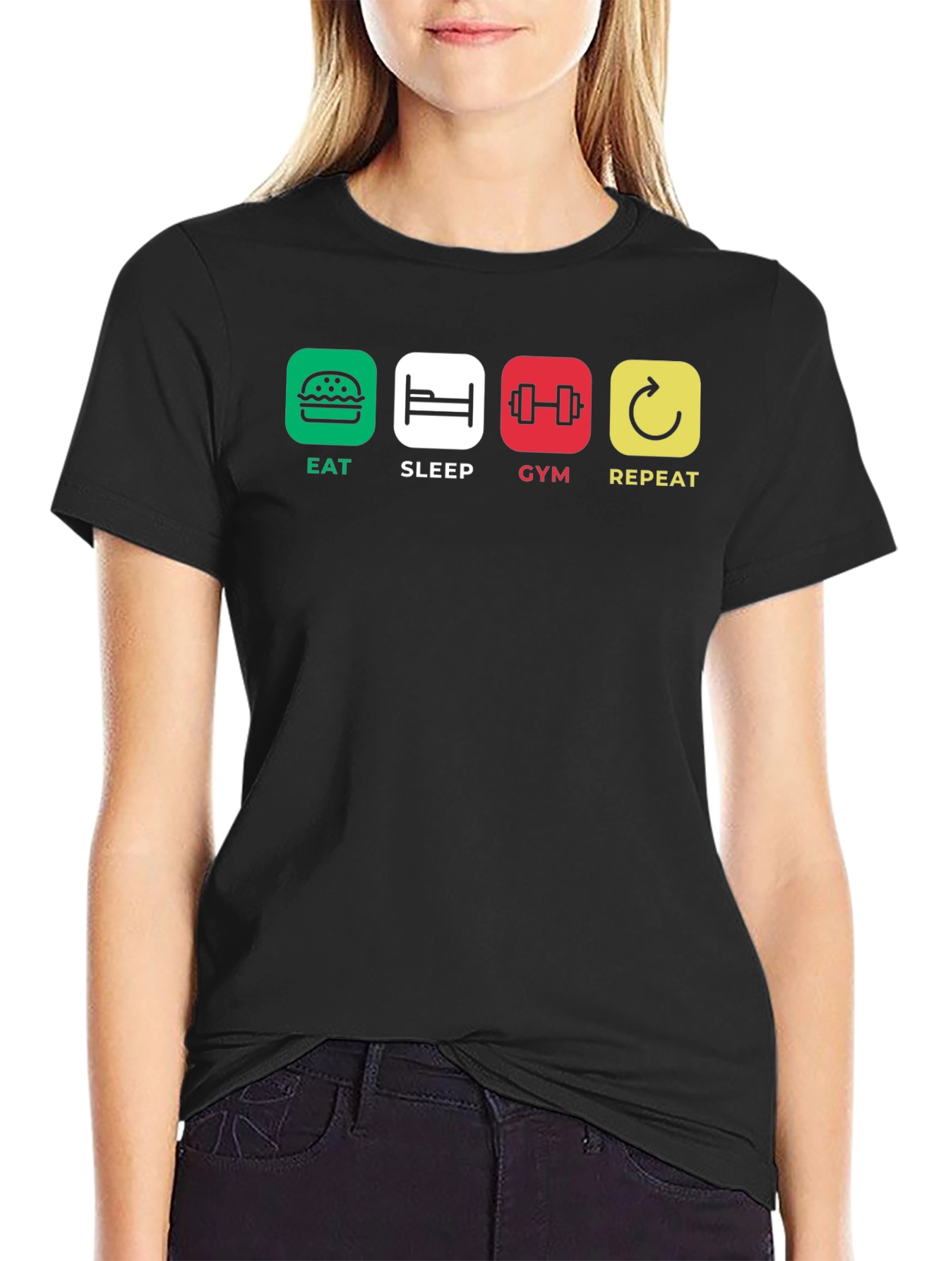 Eat Sleep Gym Repeat Graphic T-Shirt