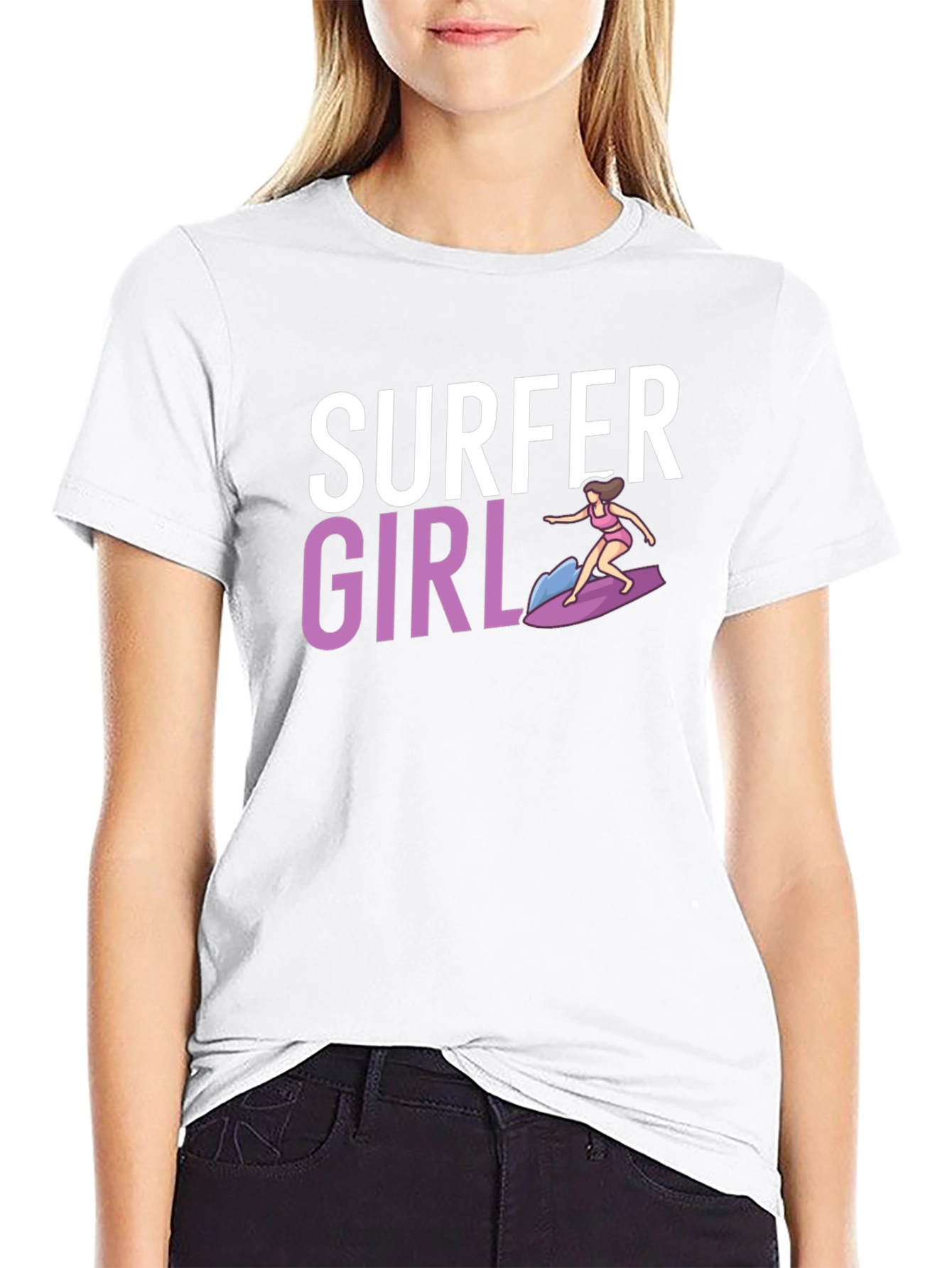 Surfer Girl Graphic T-Shirt - Cool Casual Tee