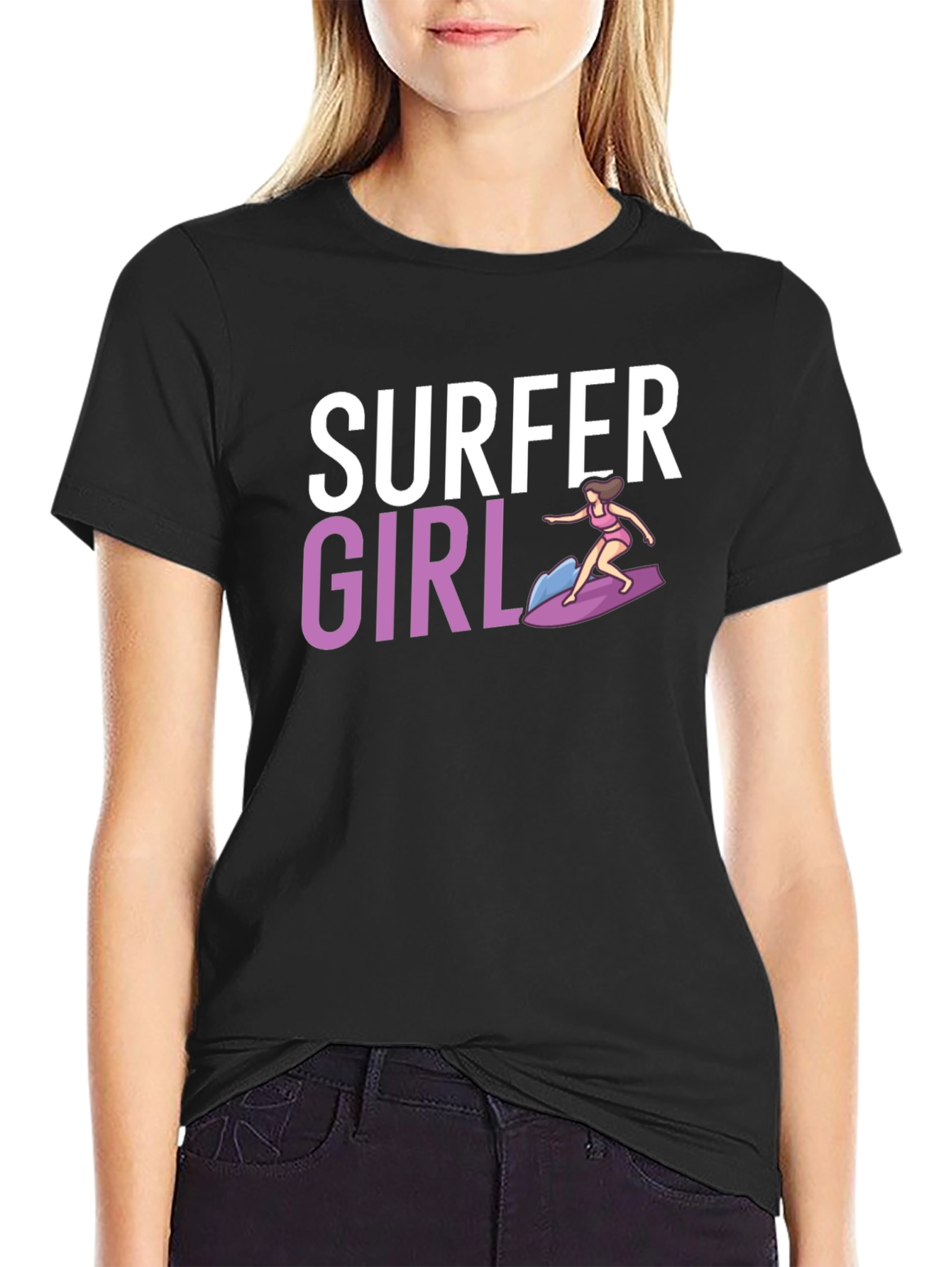 Surfer Girl Graphic T-Shirt - Cool Casual Tee