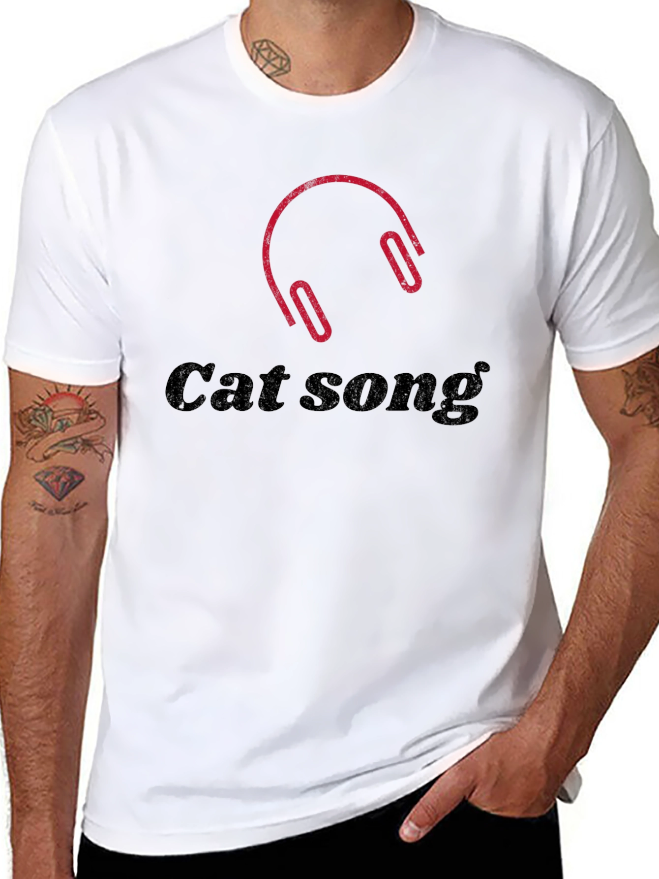 Cat Song Headphones Graphic T-Shirt