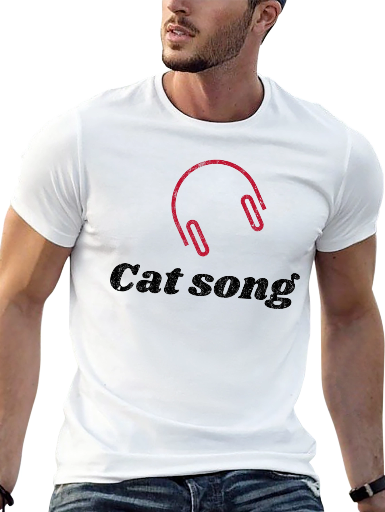 Cat Song Headphones Graphic T-Shirt