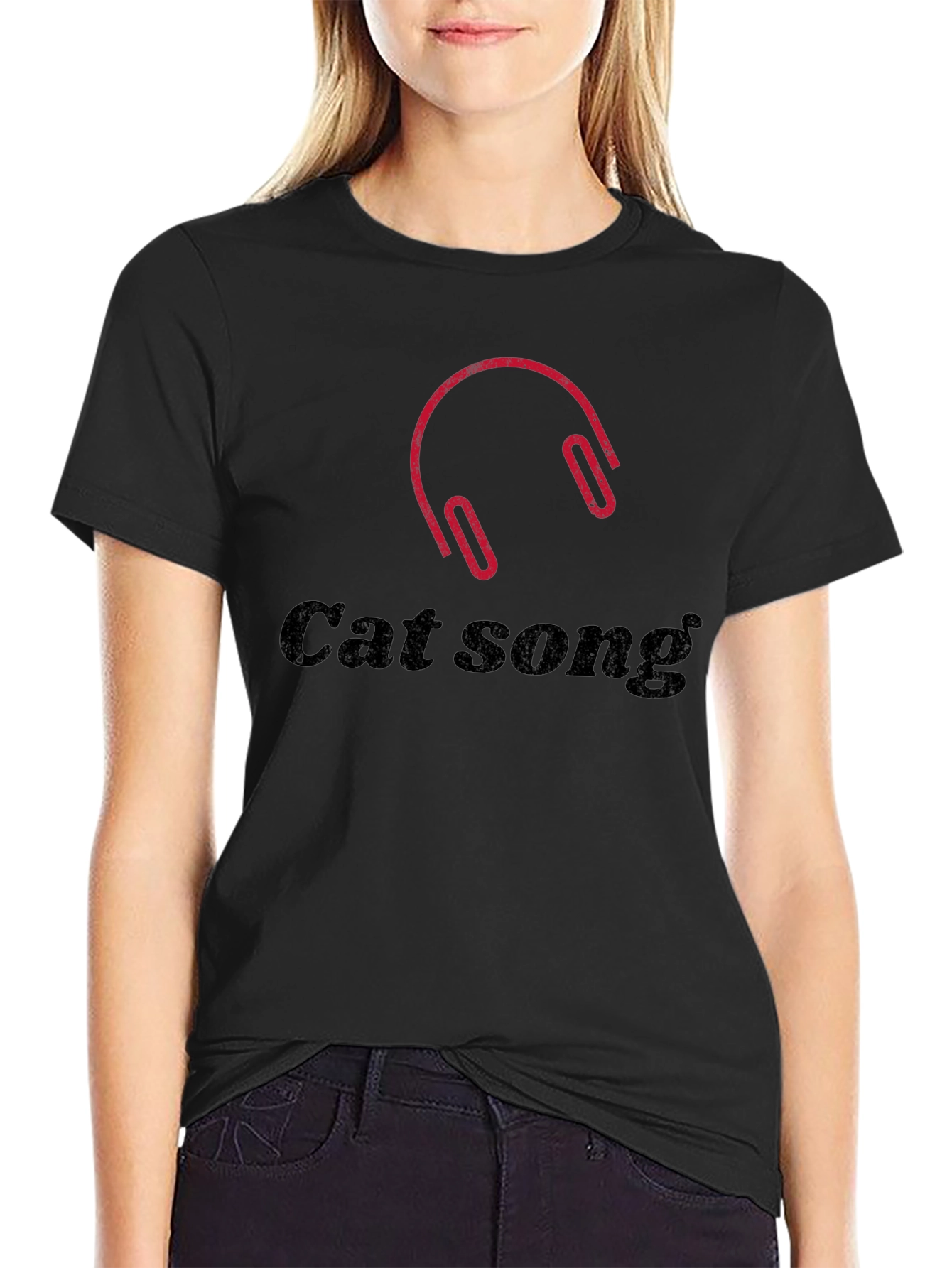 Cat Song Headphones Graphic T-Shirt