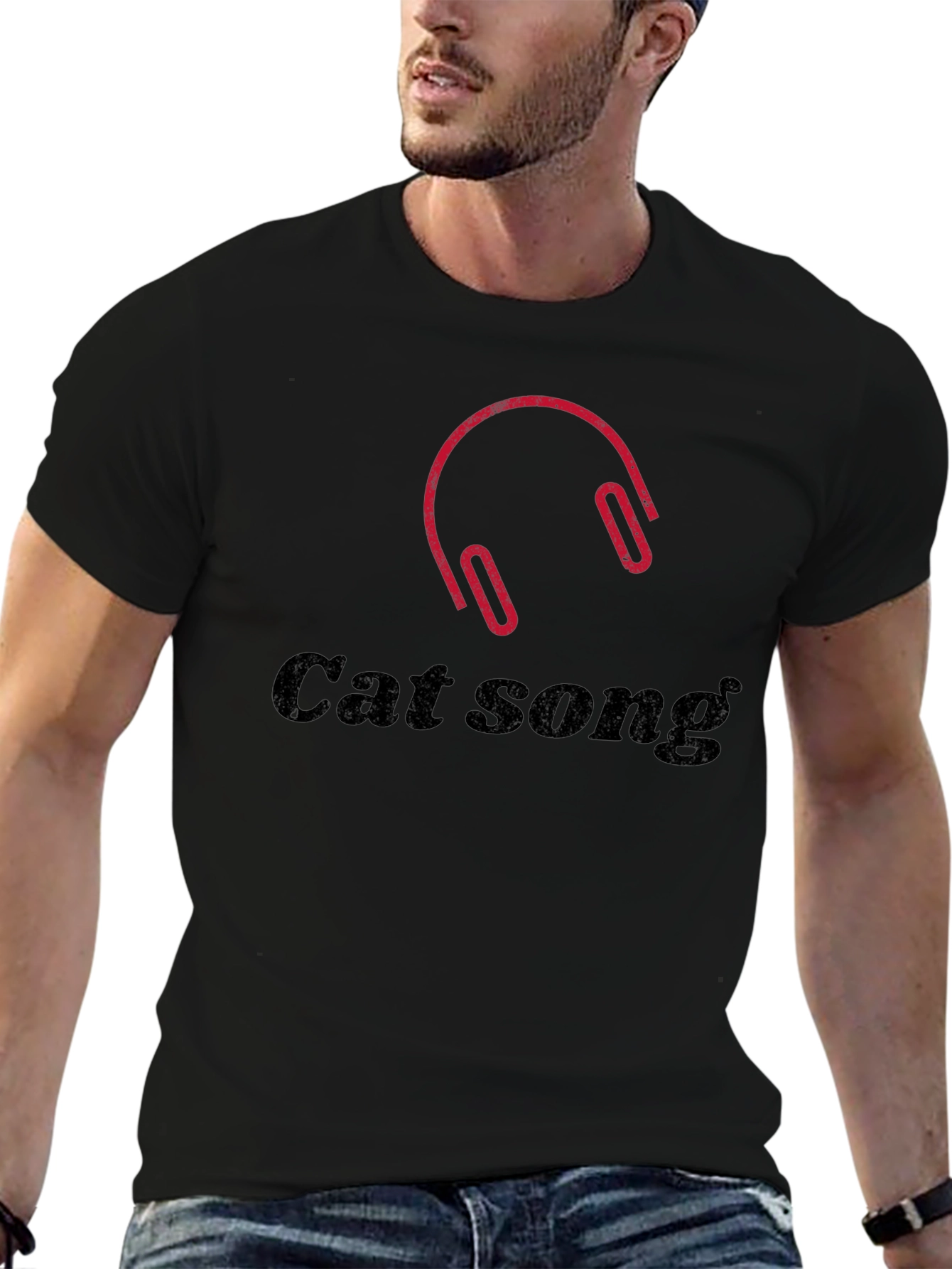 Cat Song Headphones Graphic T-Shirt