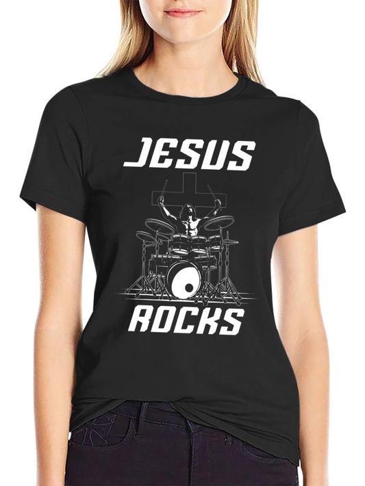 Jesus Rocks Drummer T-Shirt - Christian Band Tee