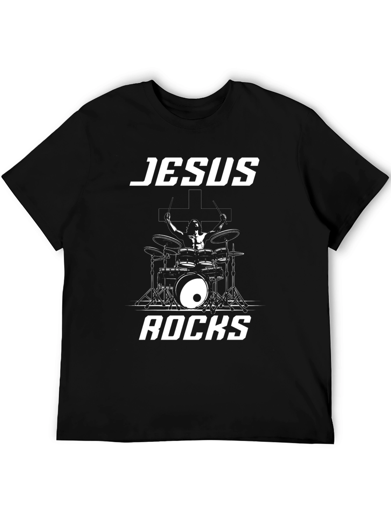 Jesus Rocks Drummer T-Shirt - Christian Band Tee