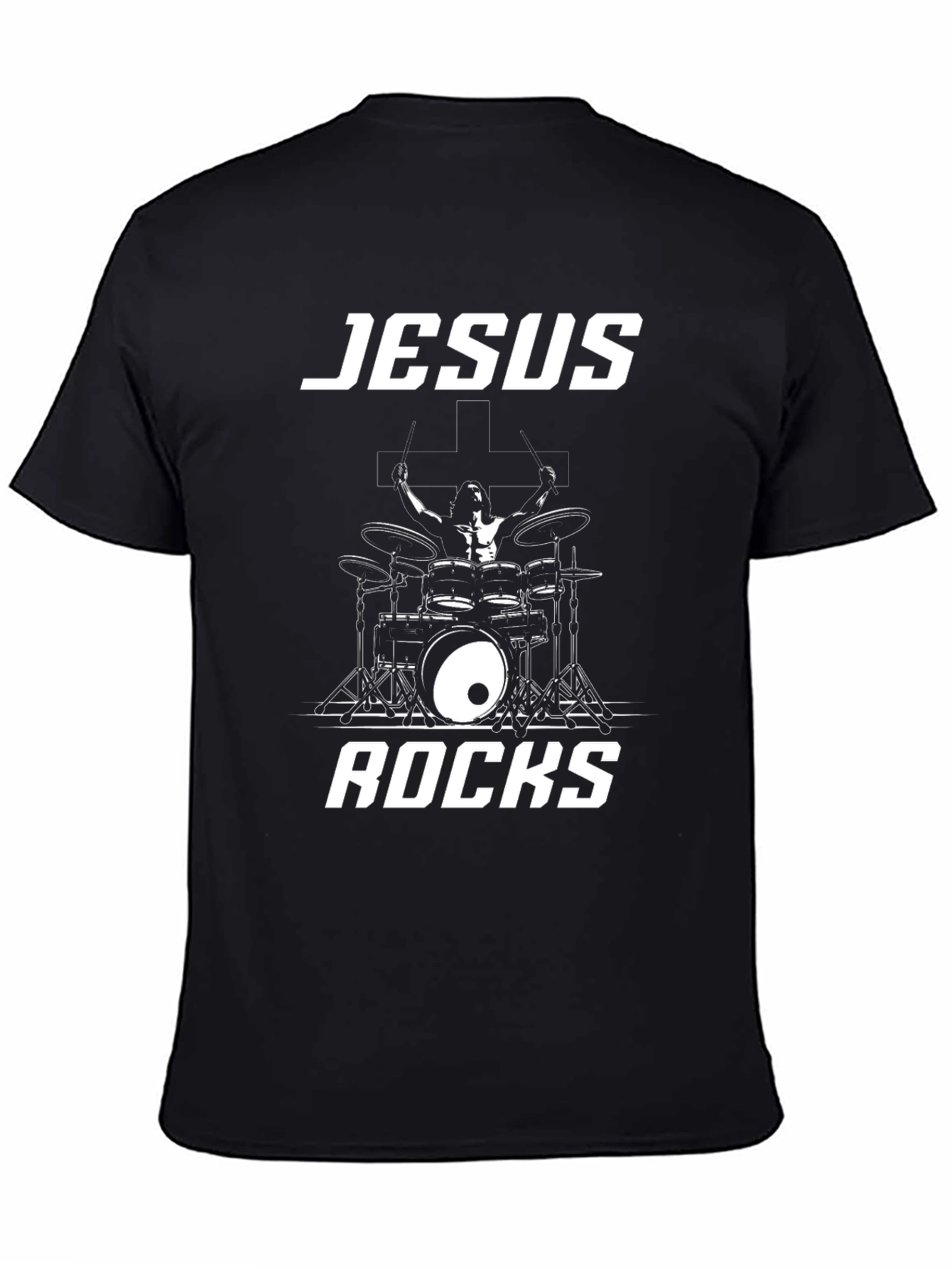 Jesus Rocks Drummer T-Shirt - Christian Band Tee
