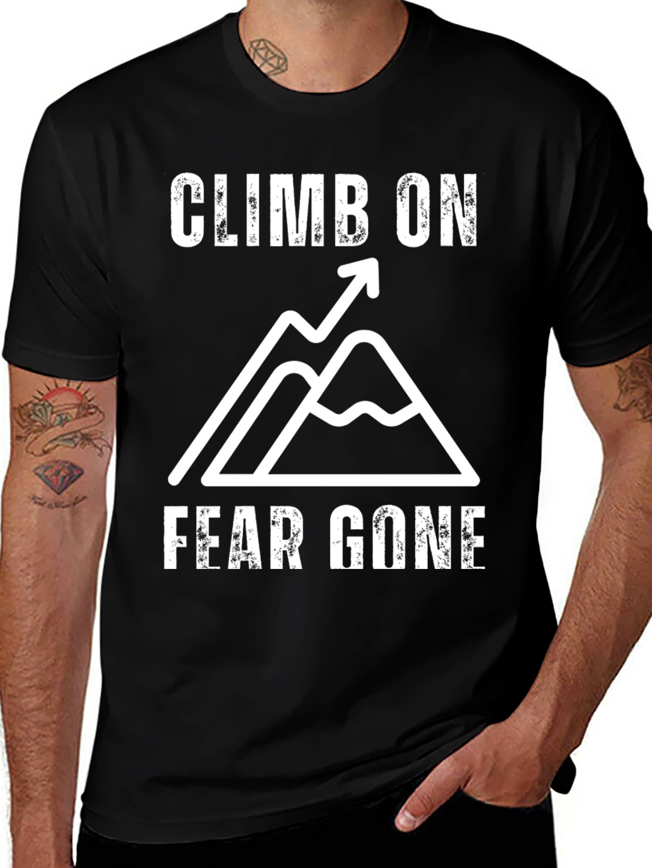 Climb On Fear Gone Mountain Graphic T-Shirt