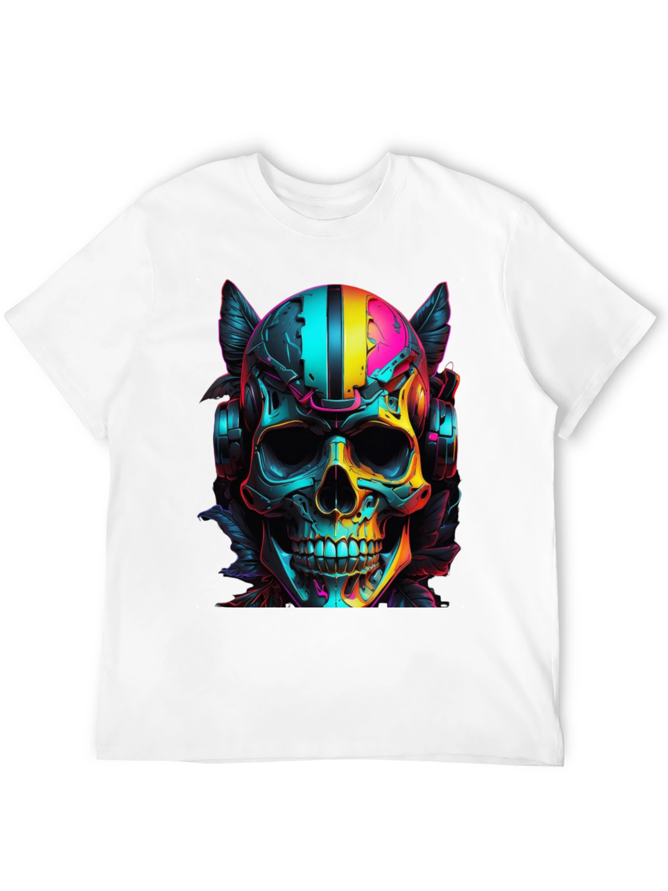 Neon Skull Headphones Graphic T-Shirt