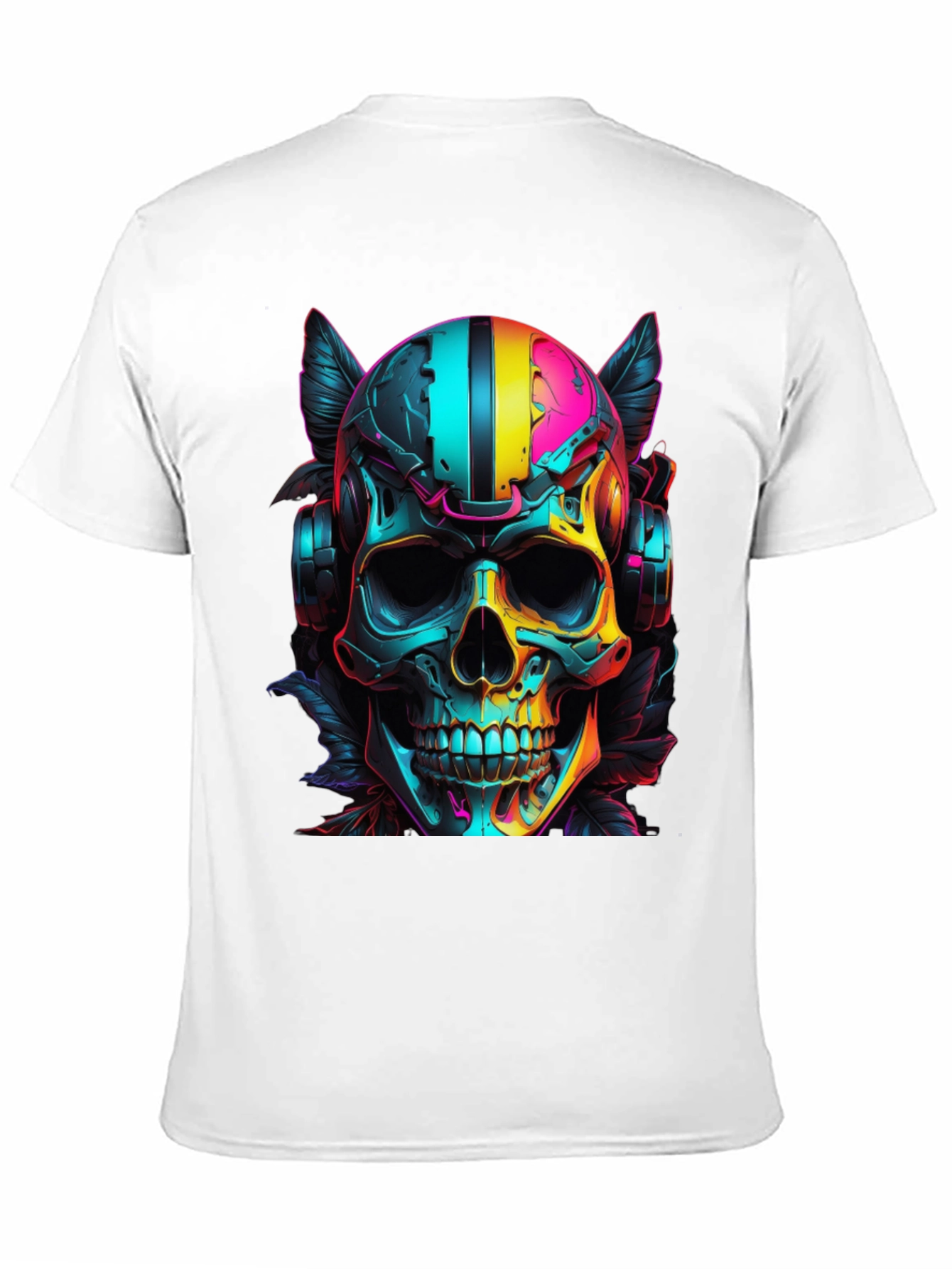 Neon Skull Headphones Graphic T-Shirt