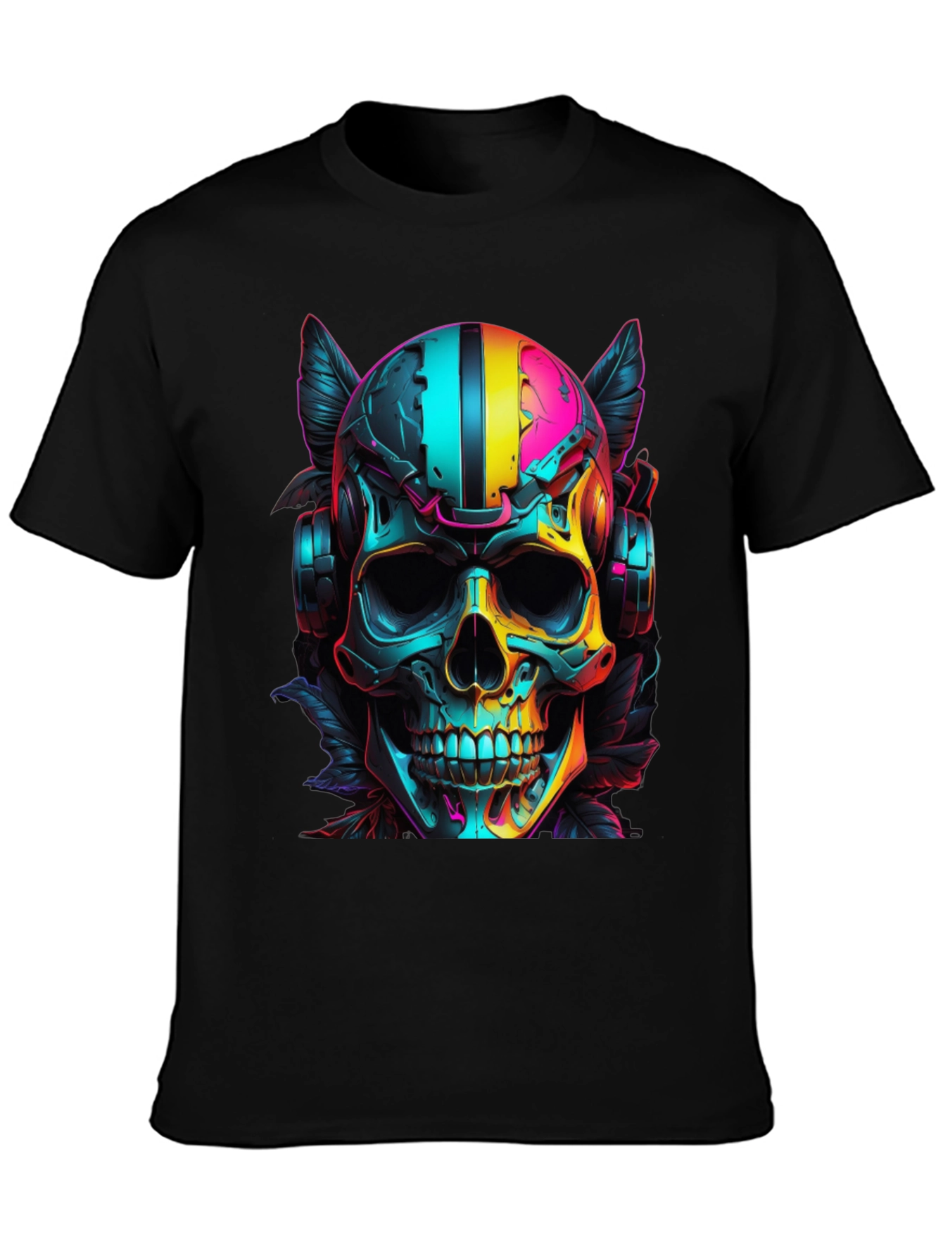 Neon Skull Headphones Graphic T-Shirt