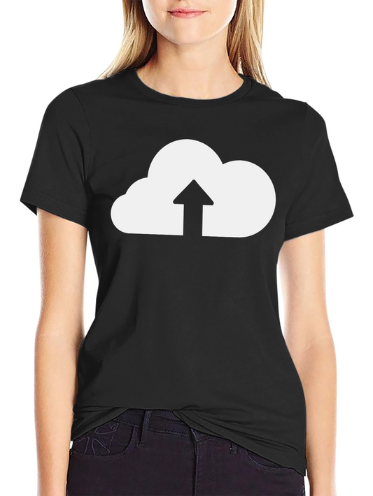 Cloud Upload Graphic Tee - Black Cotton T-Shirt