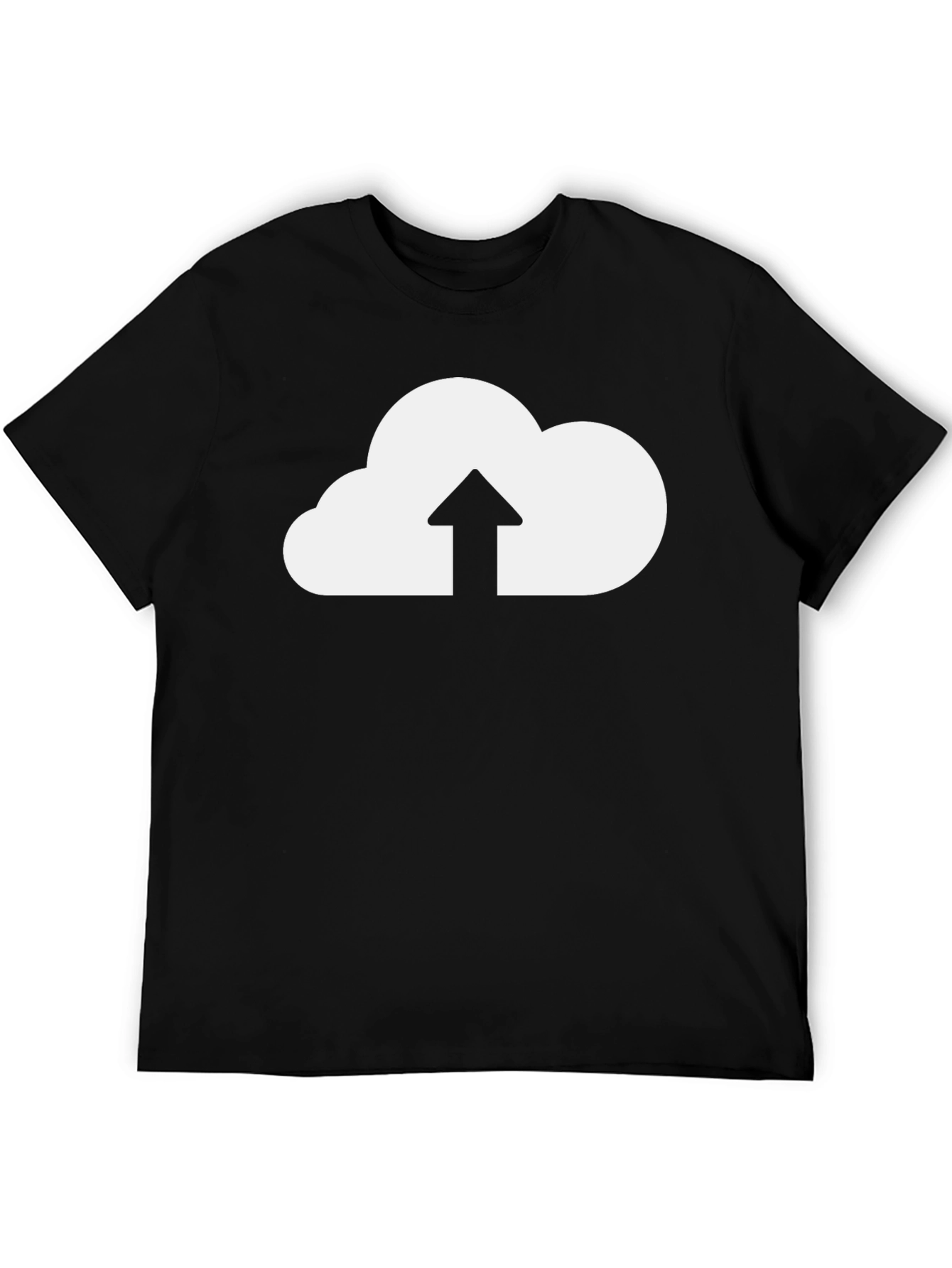 Cloud Upload Graphic Tee - Black Cotton T-Shirt