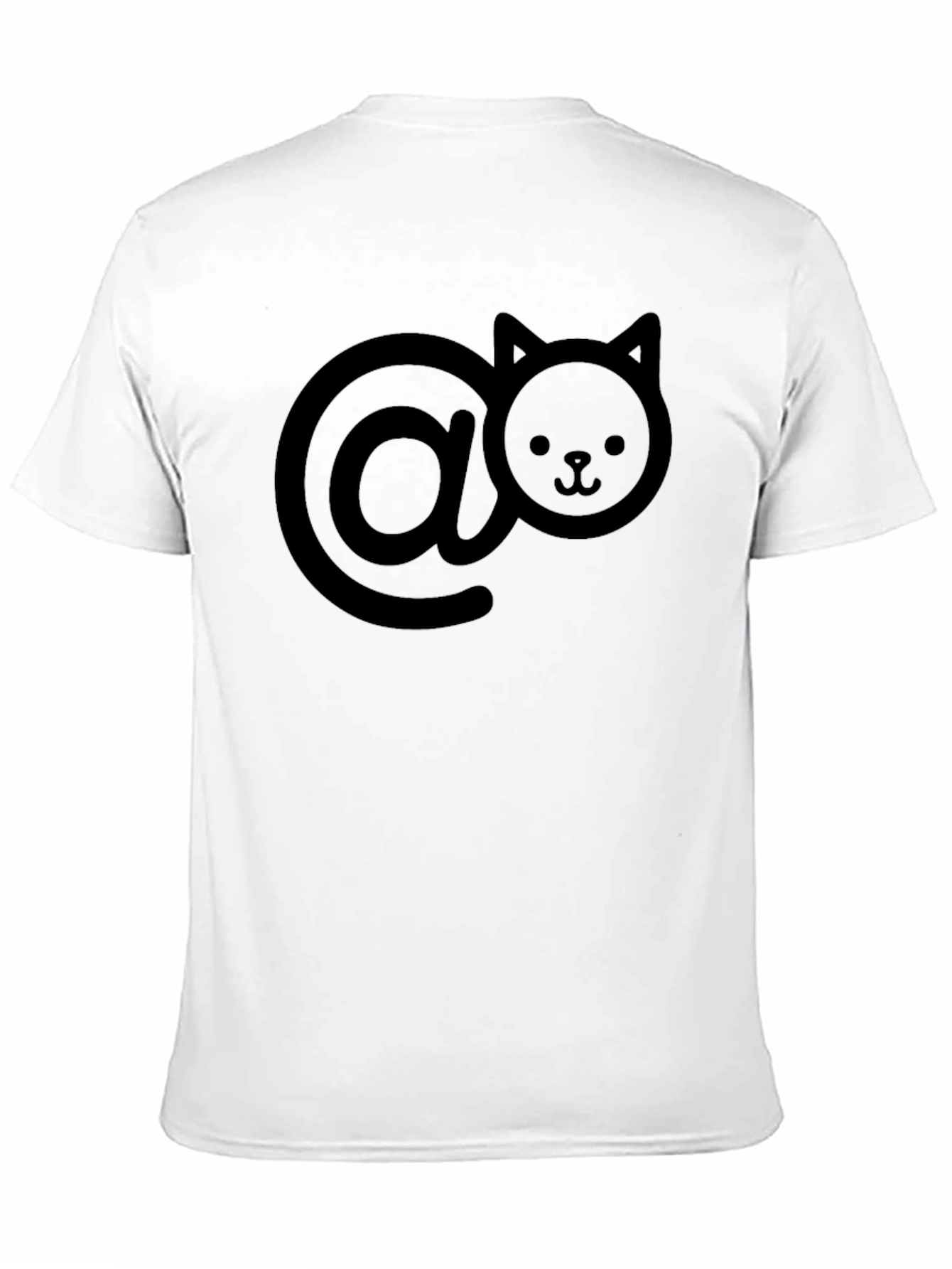 Cute Cat At Symbol T-Shirt - Black Casual Style