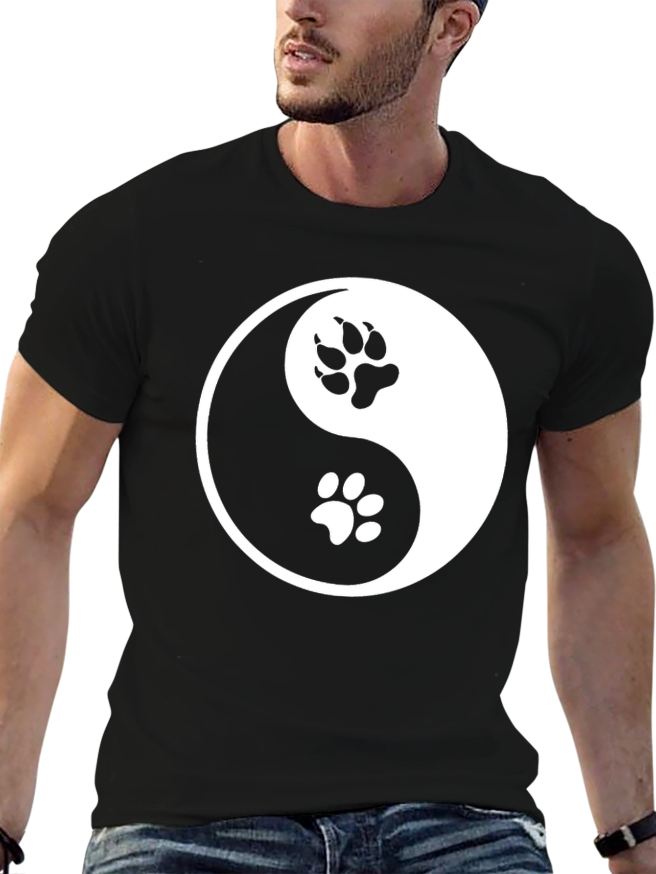 Yin Yang Paw Print T-Shirt - Balance & Harmony
