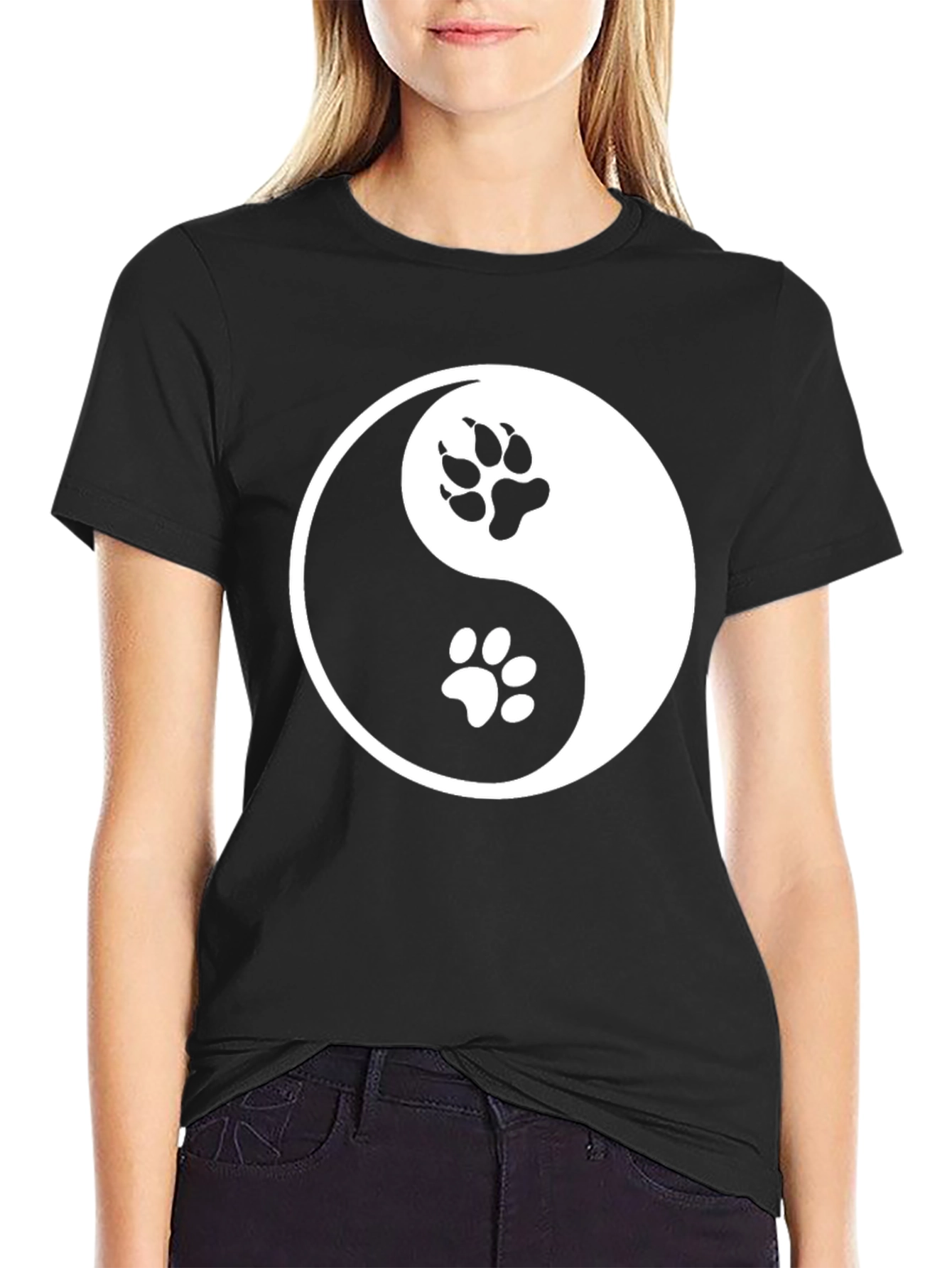 Yin Yang Paw Print T-Shirt - Balance & Harmony