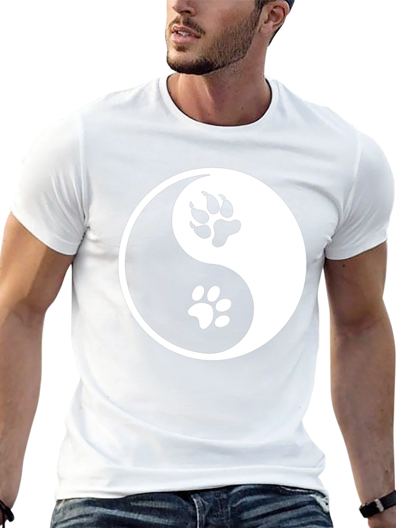 Yin Yang Paw Print T-Shirt - Balance & Harmony
