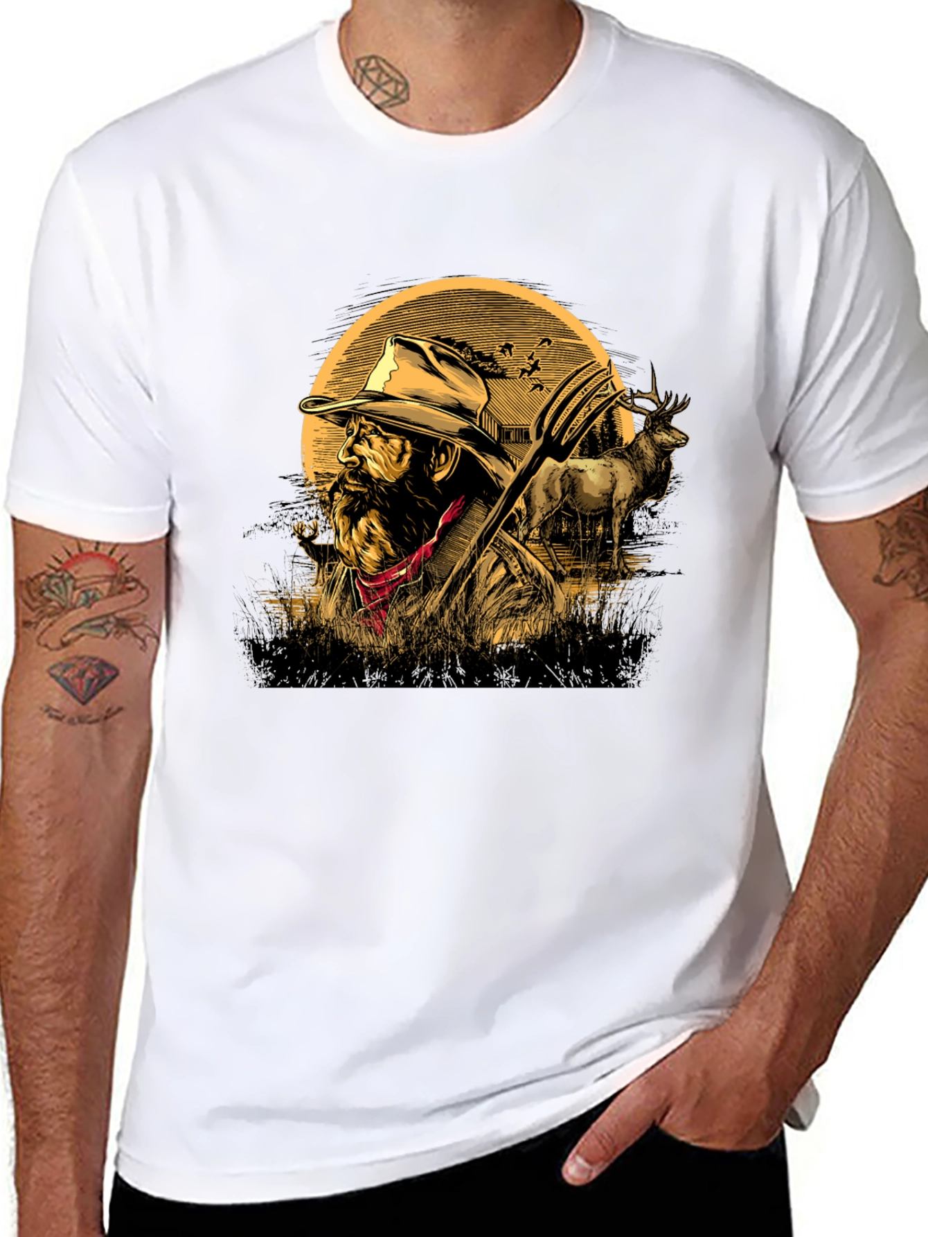 Farmer Graphic Tee - Black Casual T-Shirt