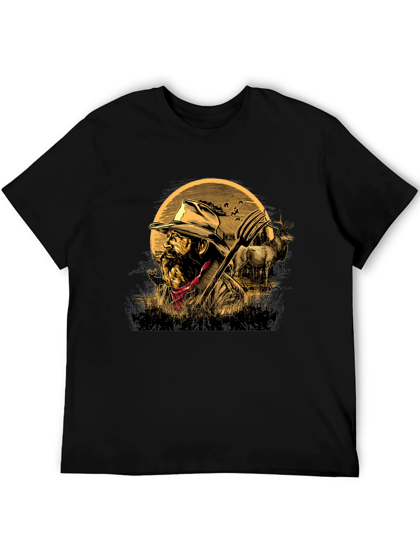 Farmer Graphic Tee - Black Casual T-Shirt