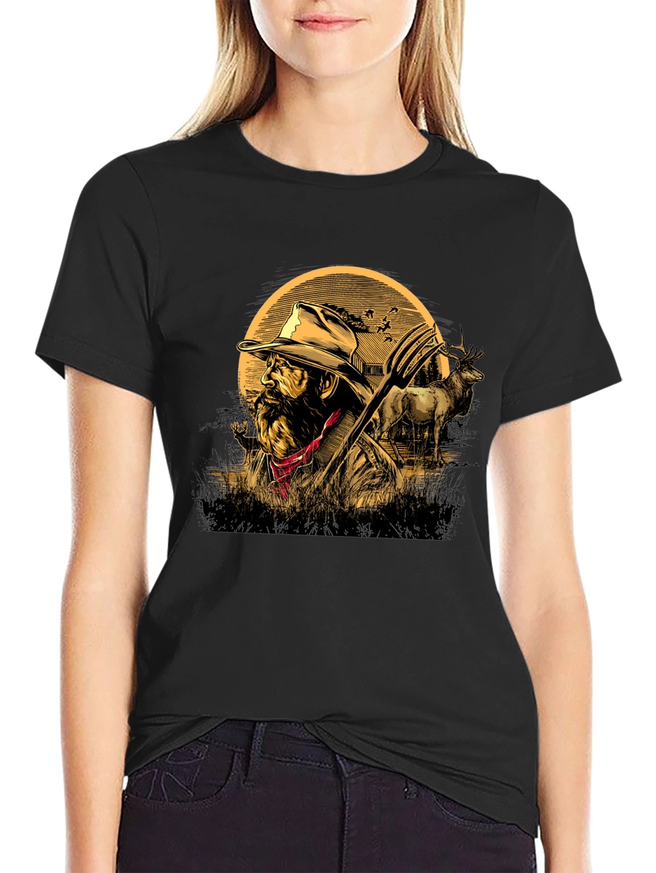 Farmer Graphic Tee - Black Casual T-Shirt